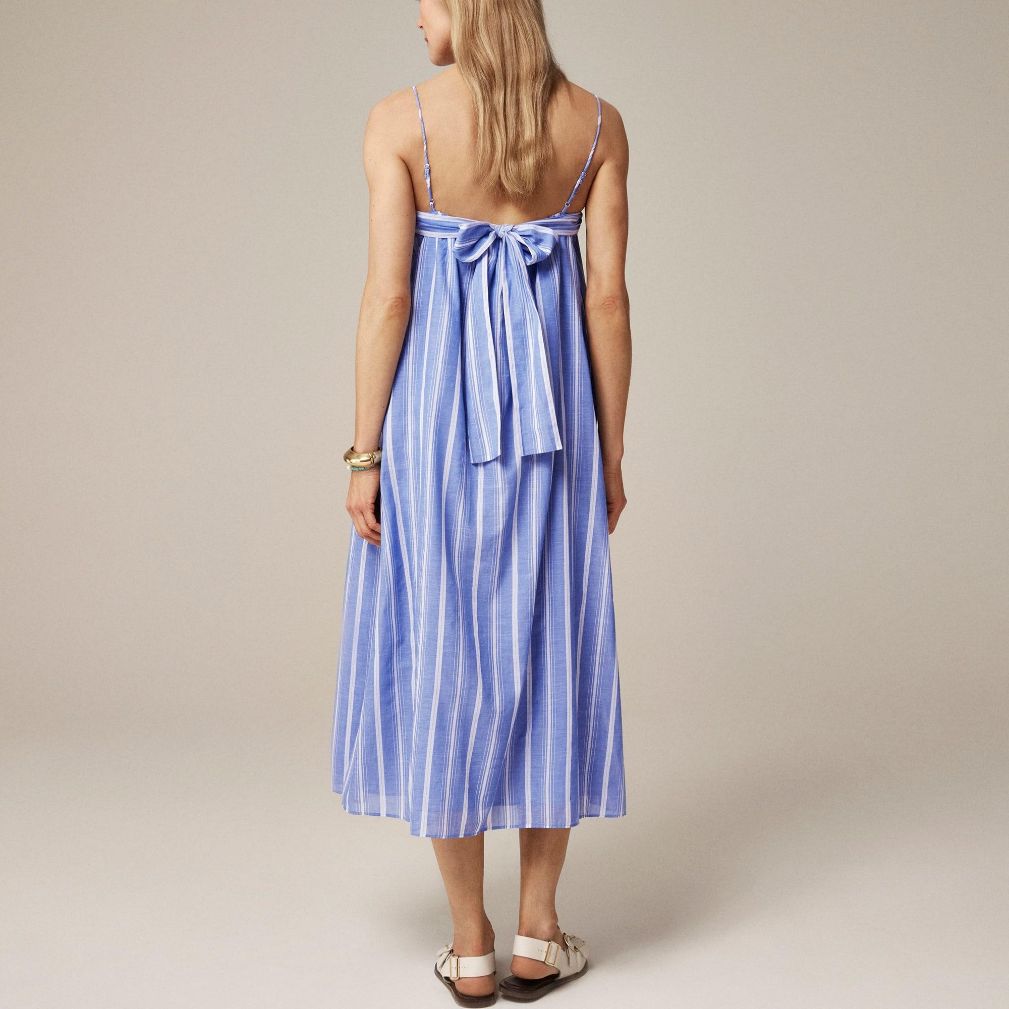 Floaty midi dress in striped cotton voile Product Image