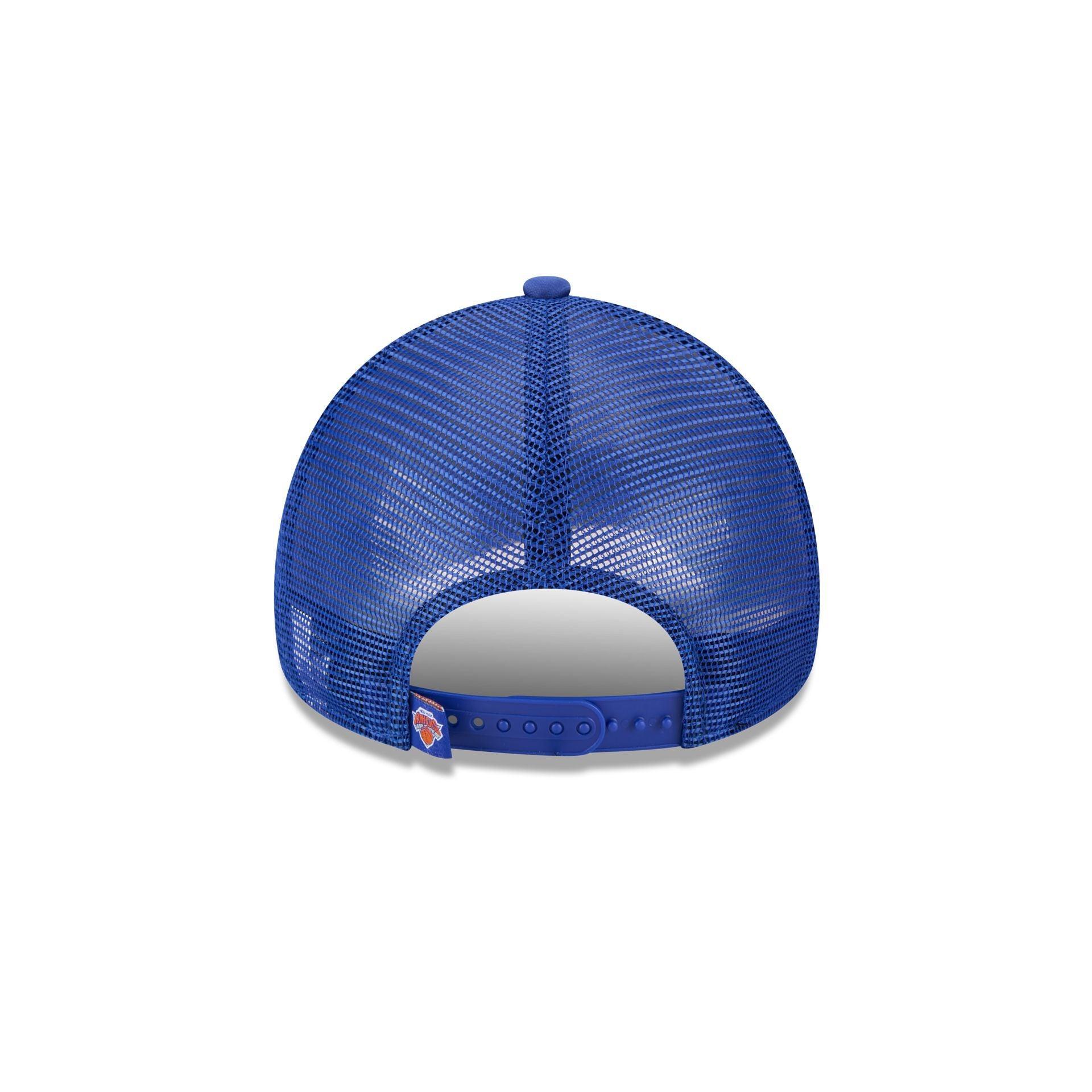 New York Knicks Distressed 9FORTY A-Frame Trucker Hat Male Product Image