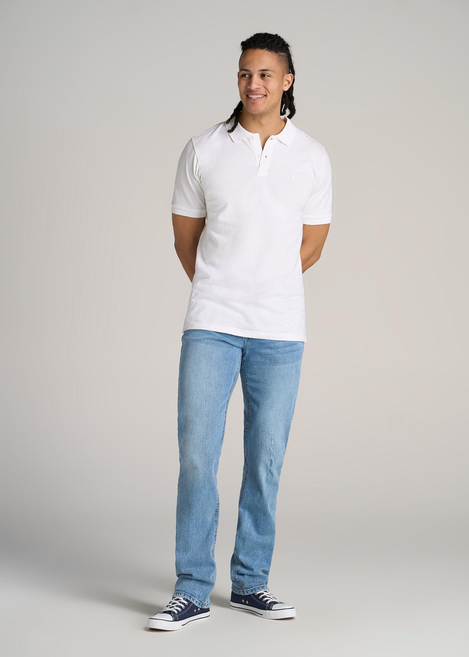 Men's Tall Classic Polo with Embroidered Logo in Vapor Grey Product Image