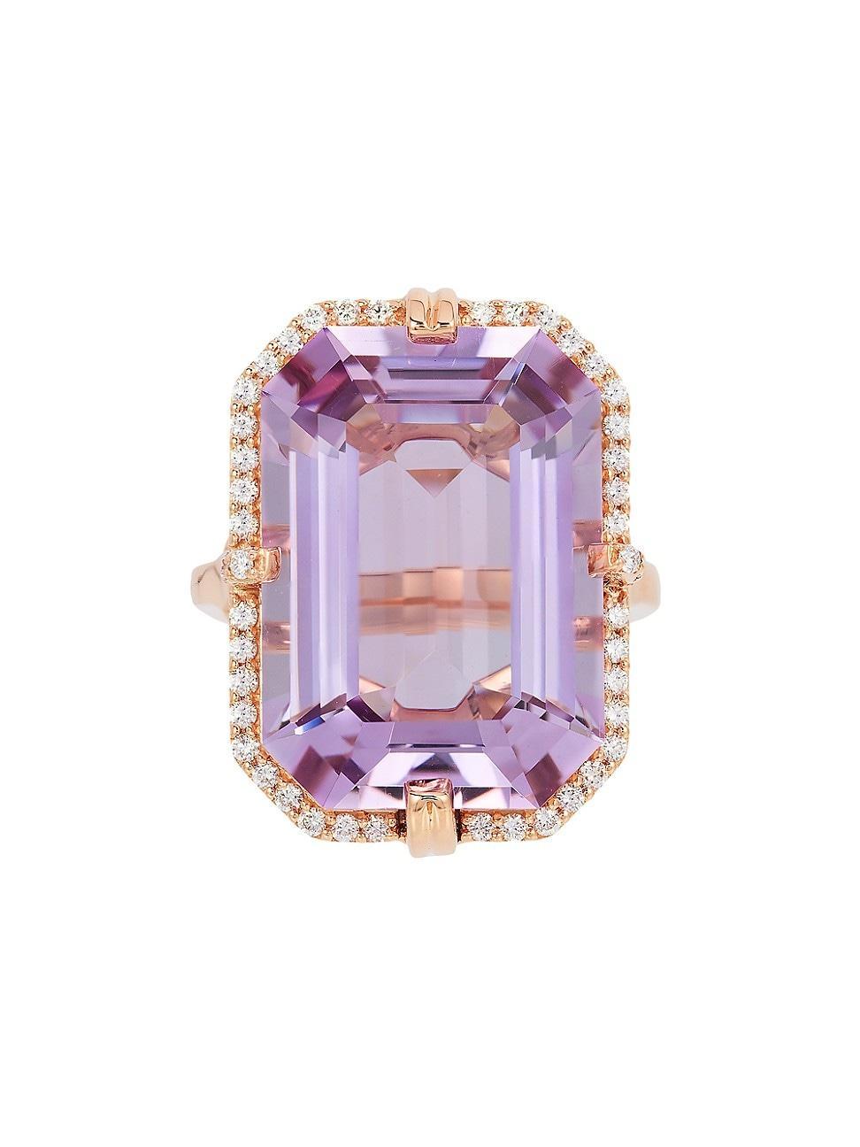 Womens Gossip 18K Rose Gold, Lavender Amethyst & 0.41 TCW Diamond Cocktail Ring Product Image