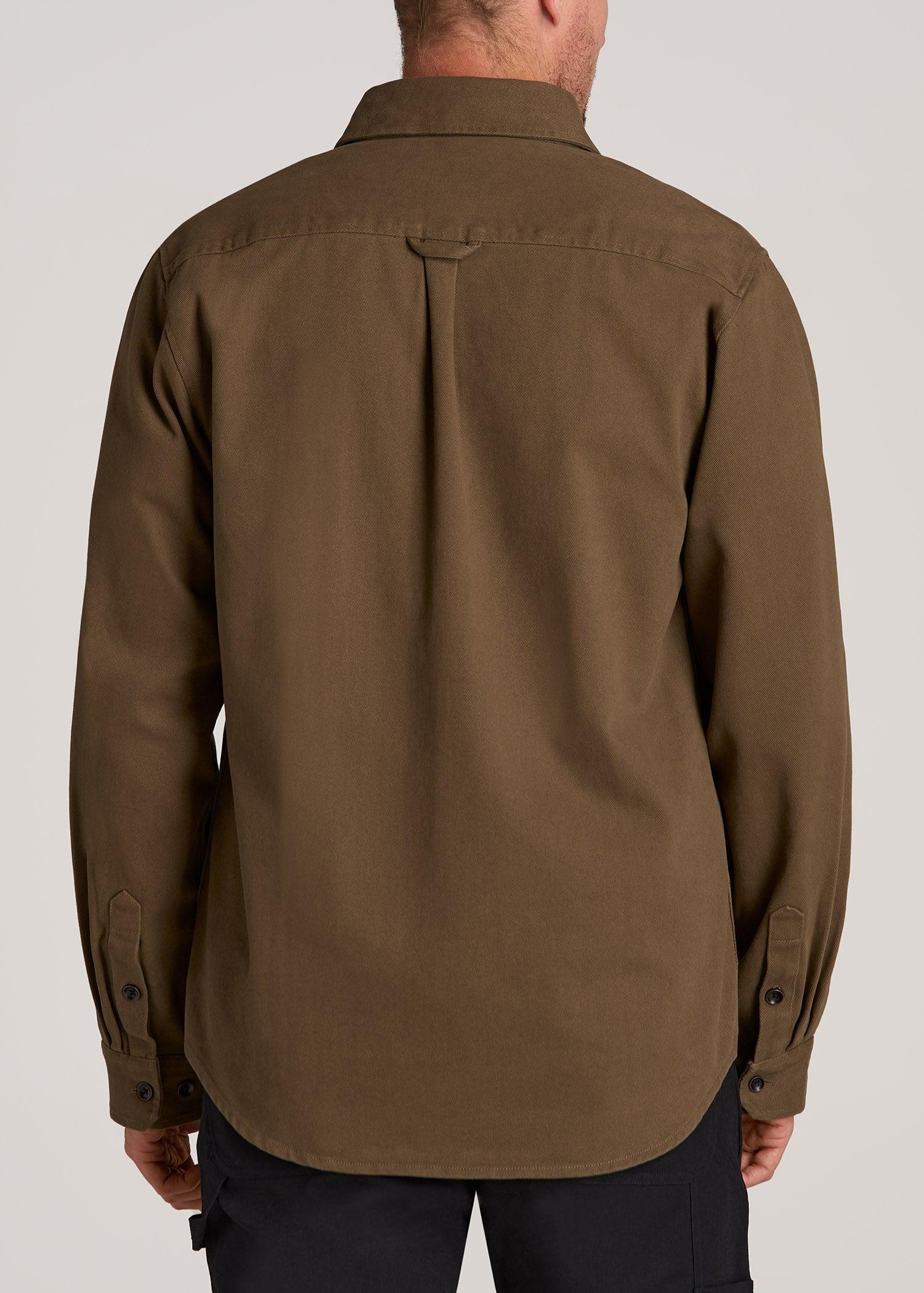LJ&S Heavyweight Cotton Twill Overshirt for Tall Men in Grizzly Brown Male Product Image