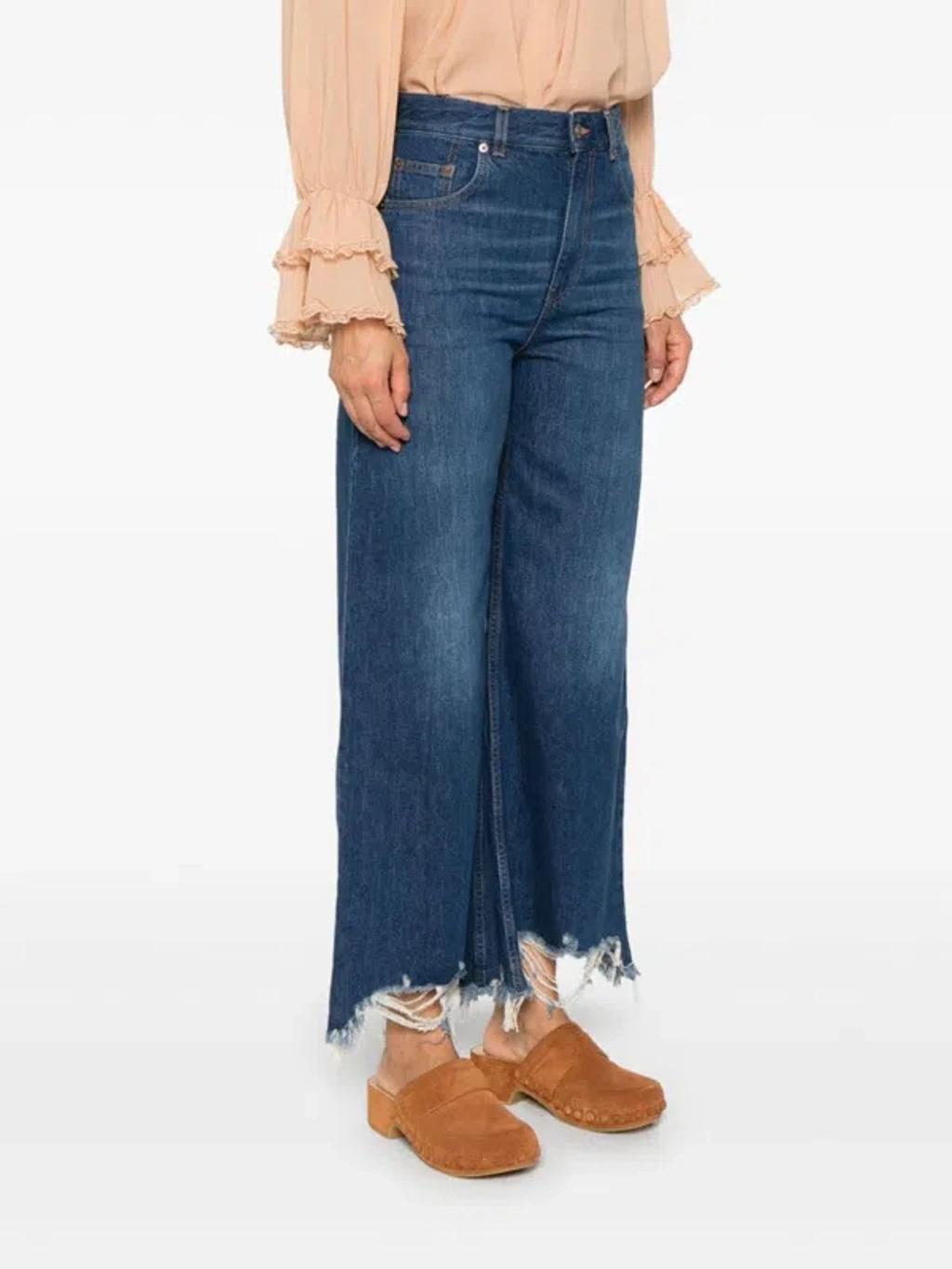 CHLOÉ Cropped Wide-leg Jeans In Blue Product Image