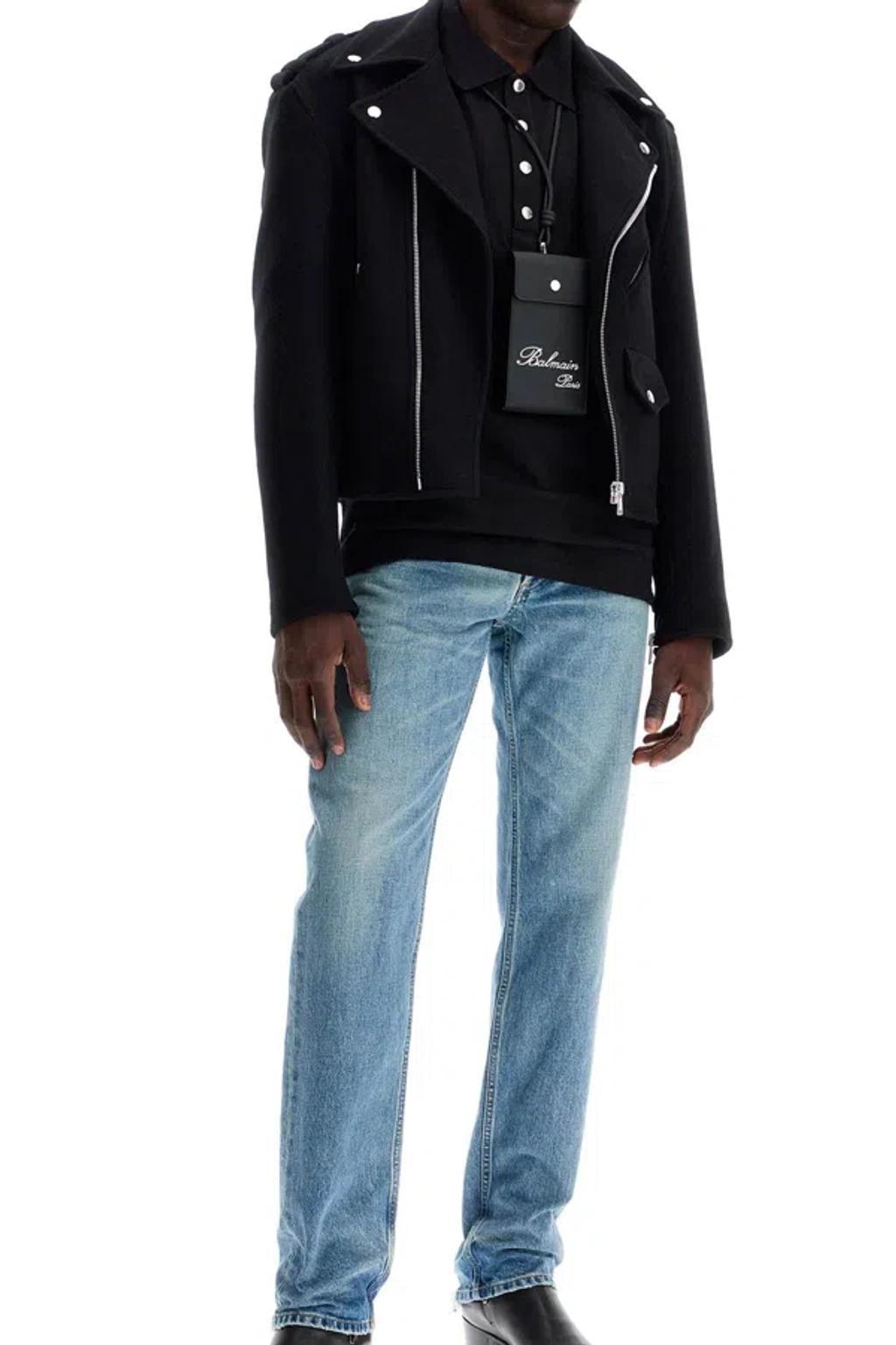 BALMAIN Wool Felt Biker Jacket In Product Image