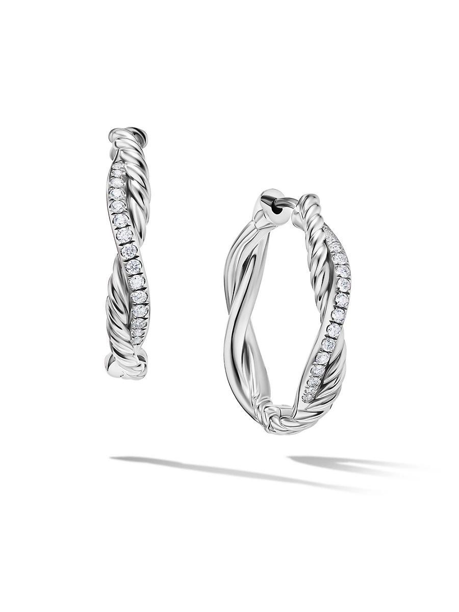 Petite Infinity Hoop Earrings in Silver with Diamonds, 4mm, 0.68L Product Image