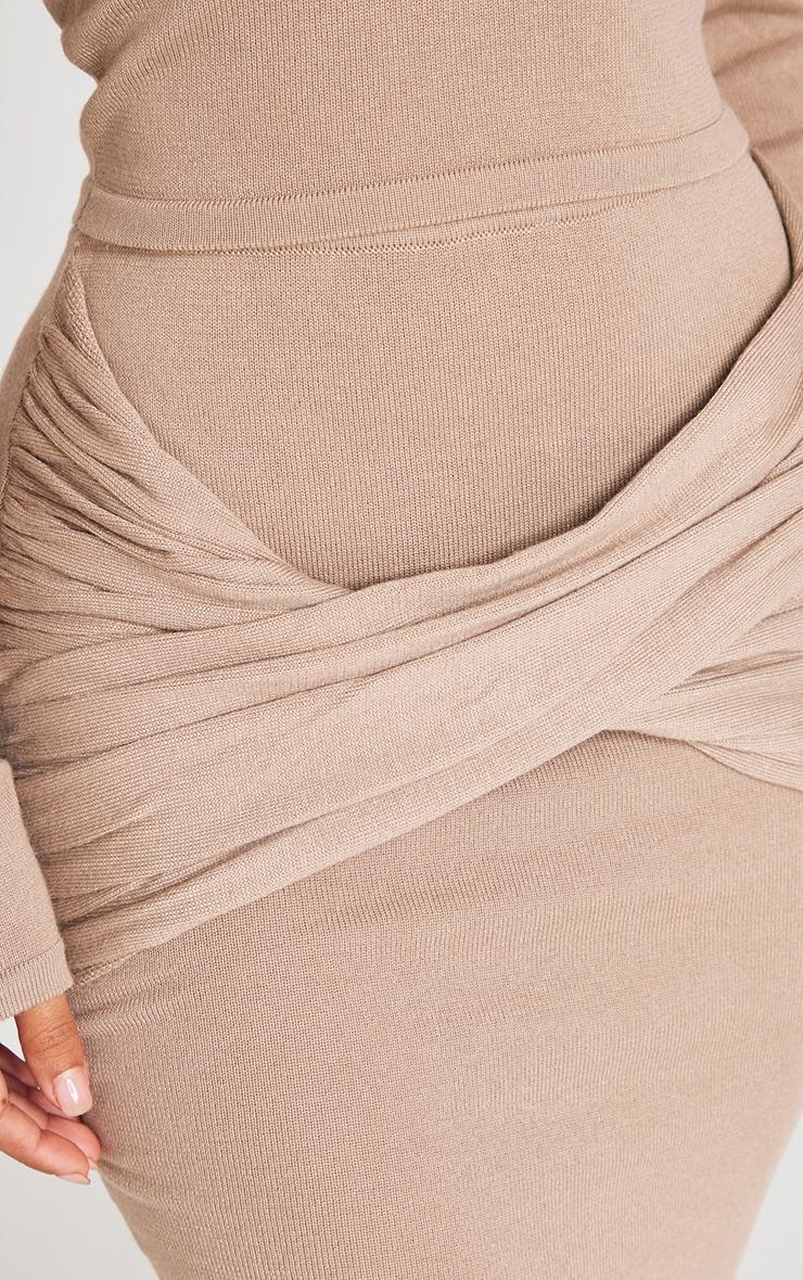 Petite Taupe Knit Cross Front Maxi Skirt Product Image