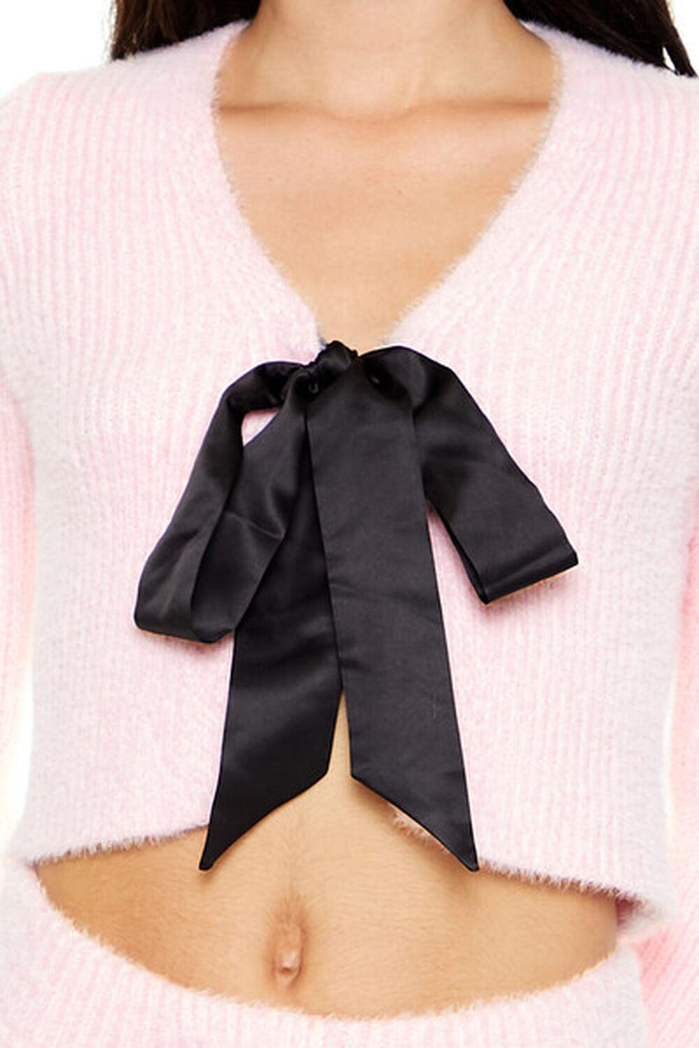 Bow Fuzzy Knit Cardigan Sweater | Forever 21 Product Image