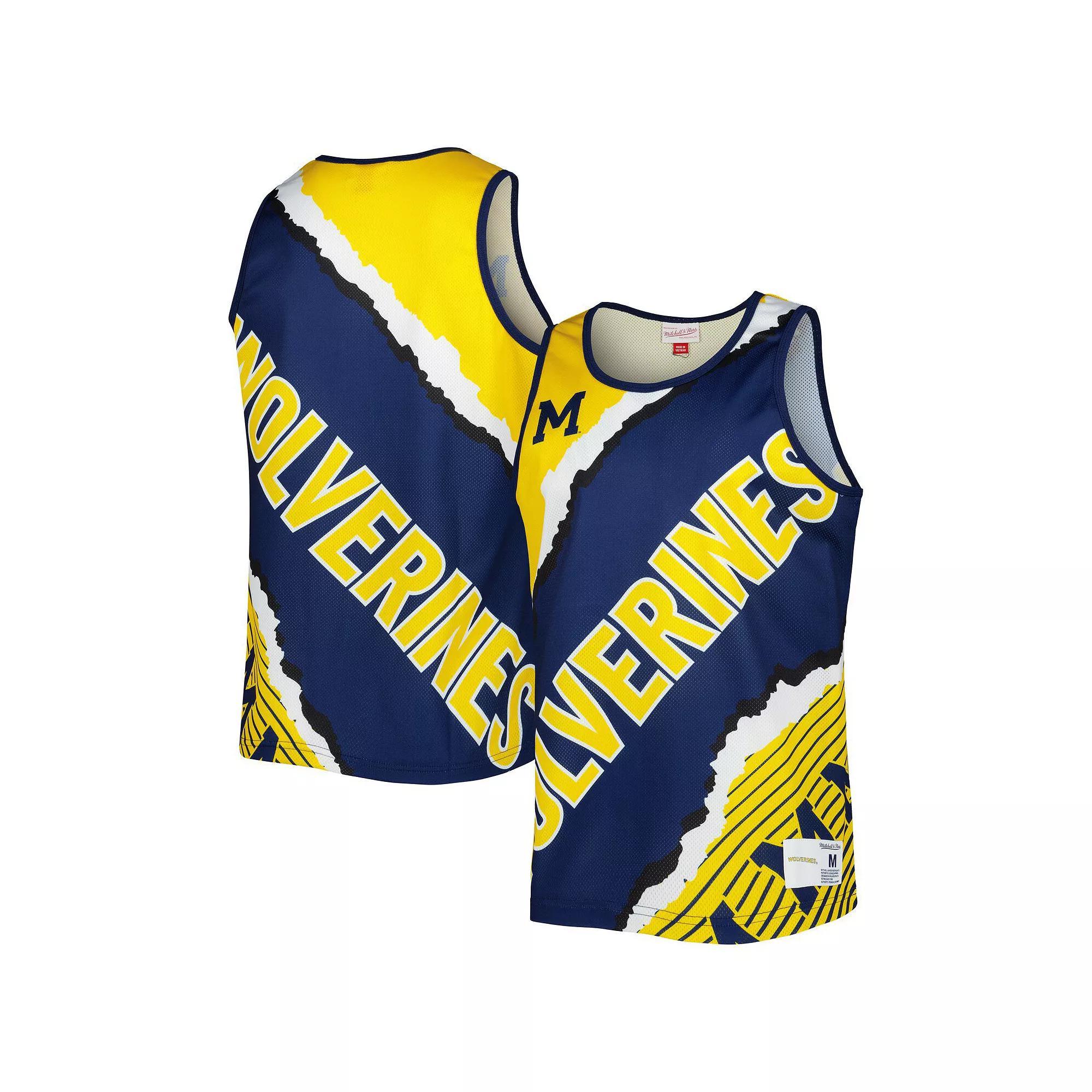 Men's Mitchell & Ness Navy/Maize Michigan Wolverines Jumbotron 2.0 Sublimated Tank Top, Size: Medium, Blue Product Image