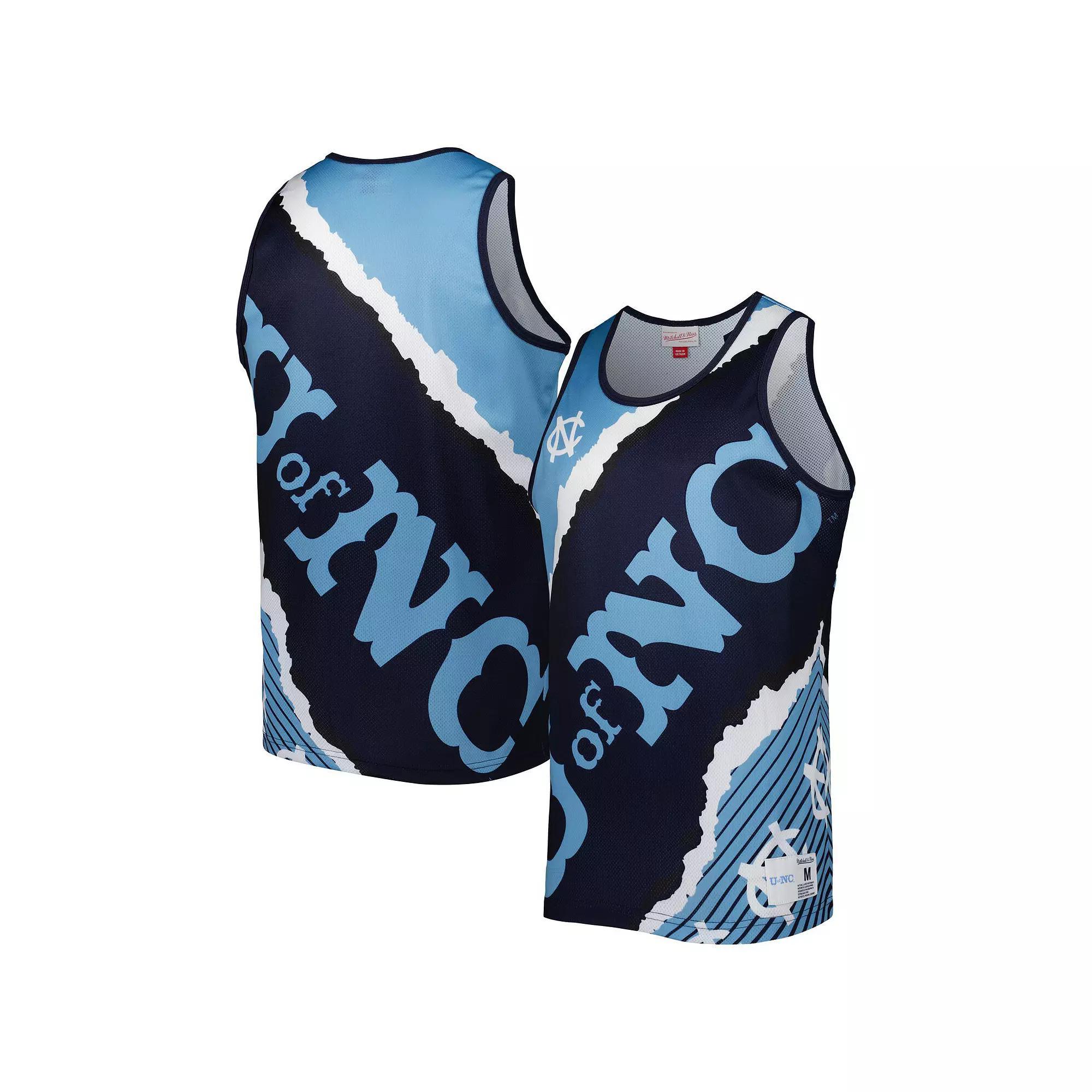 Men's Mitchell & Ness Navy/Carolina Blue North Carolina Tar Heels Jumbotron 2.0 Sublimated Tank Top, Size: XL Product Image