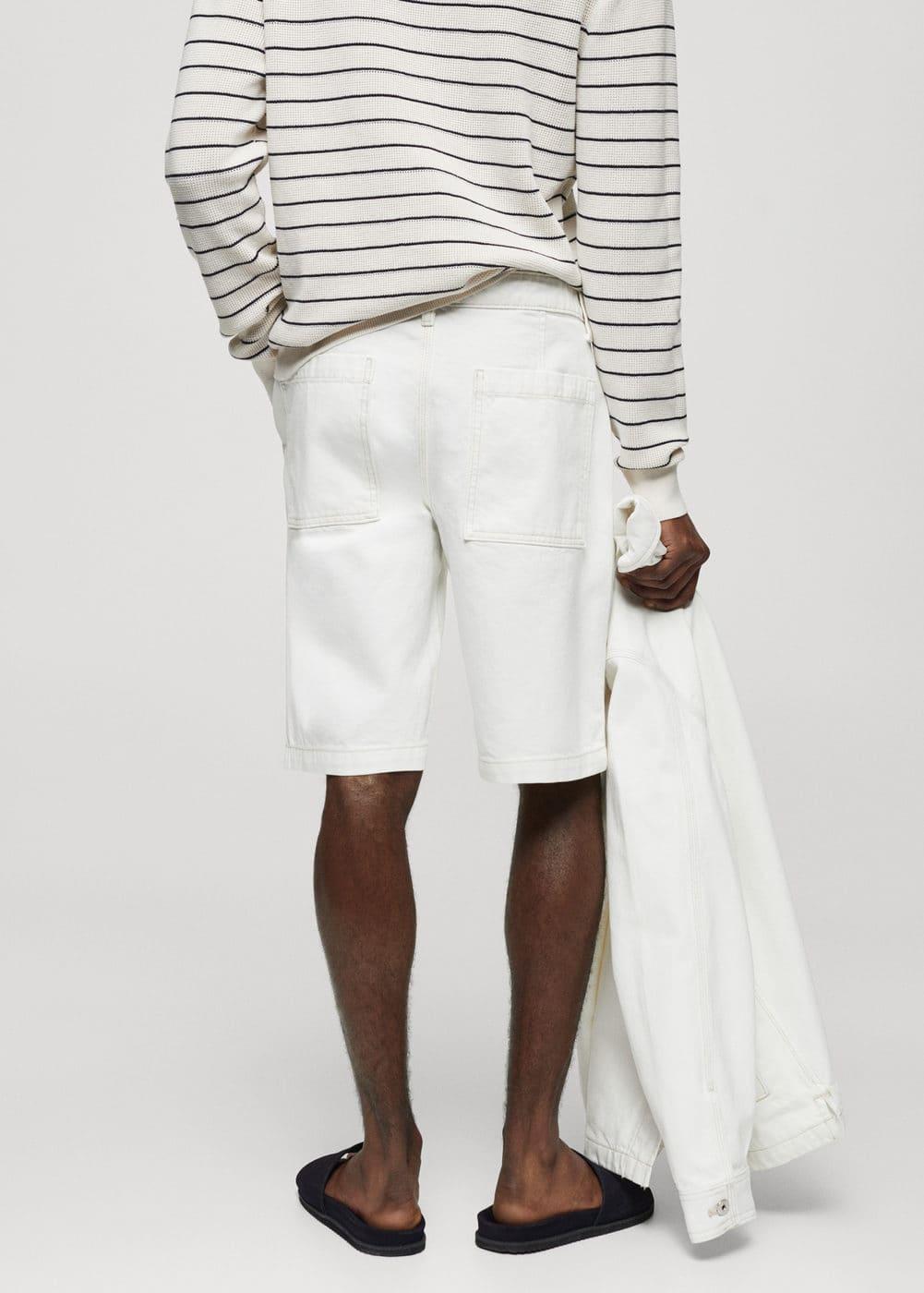 MANGO MAN - Cotton denim Bermuda shorts off whiteMen Product Image