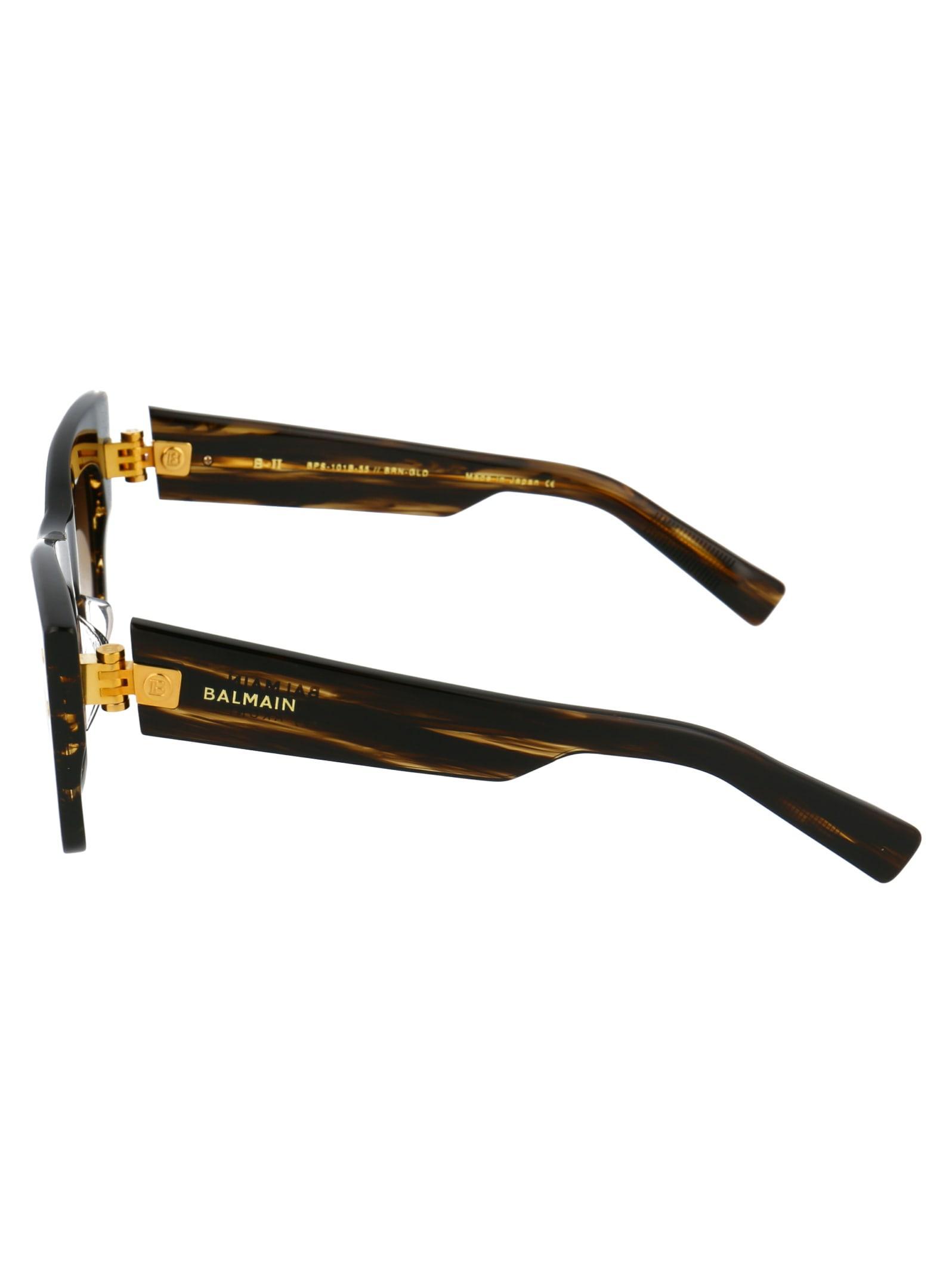 BALMAIN B-ii Sunglasses In Dark Brown Swirl Gold W/dark Brown To Clear Ar Product Image