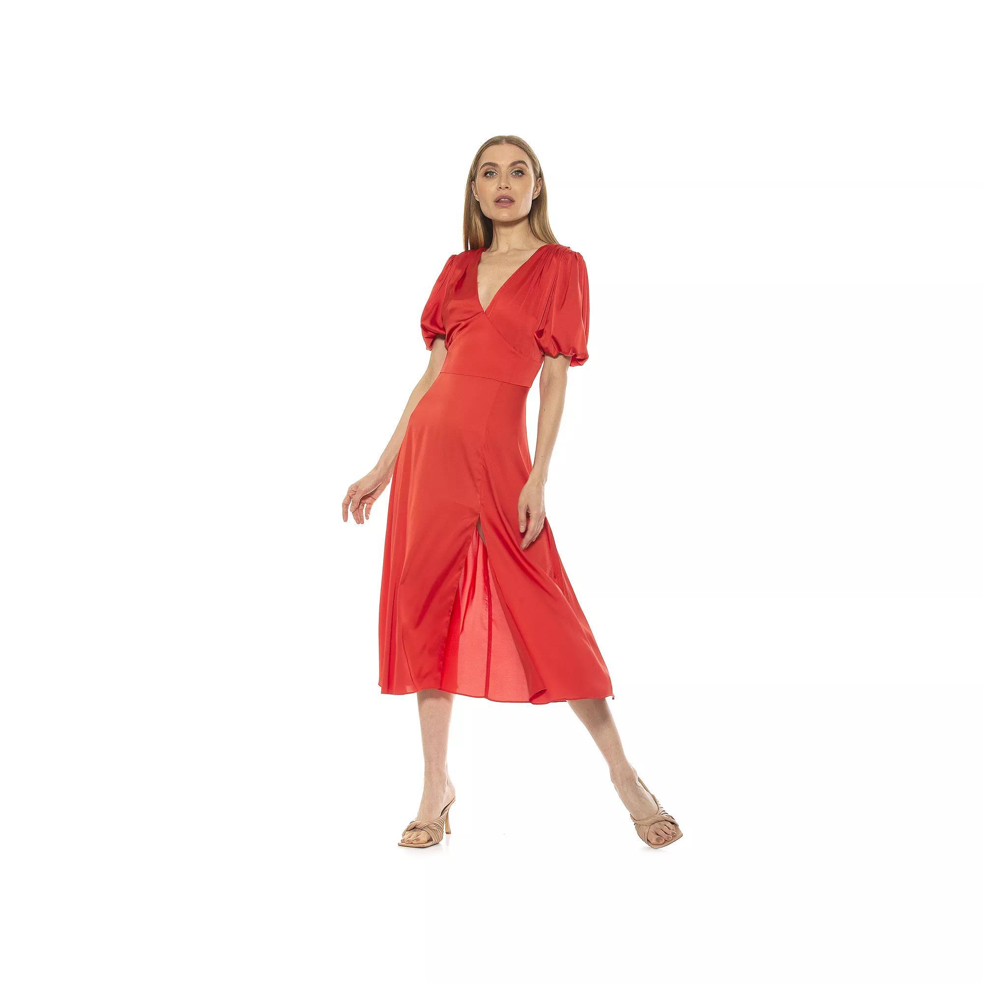 Women's ALEXIA ADMOR Puff-Sleeve Fit & Flare Dress,  Product Image