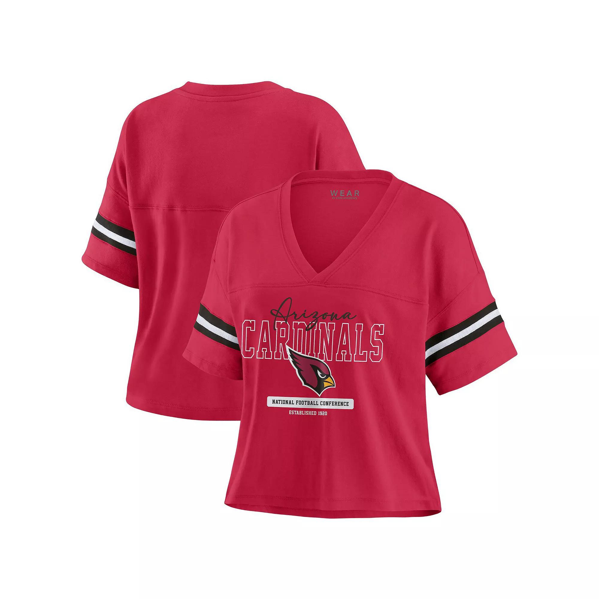 Women's WEAR by Erin Andrews Red Chicago Bulls Color Block Boxy V-Neck T-Shirt,  Product Image