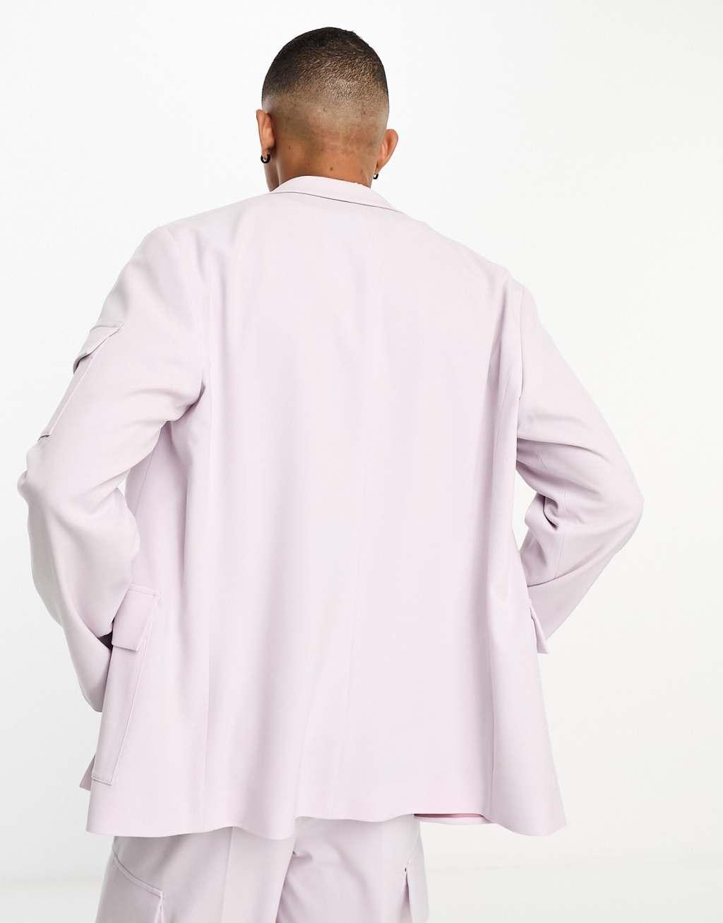 ASOS DESIGN oversized suit jacket in pale pink Product Image