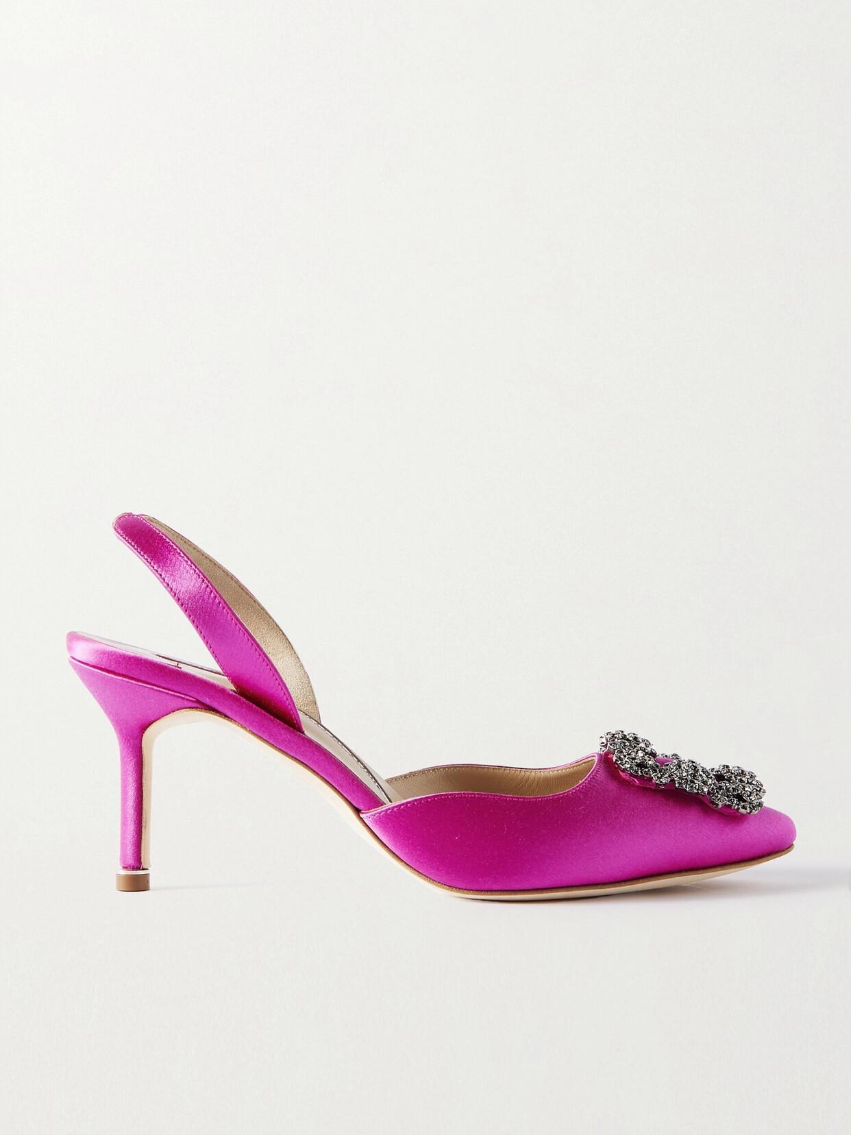 MANOLO BLAHNIK Hangisli 70 Satin Slingback Pump In Pink Product Image