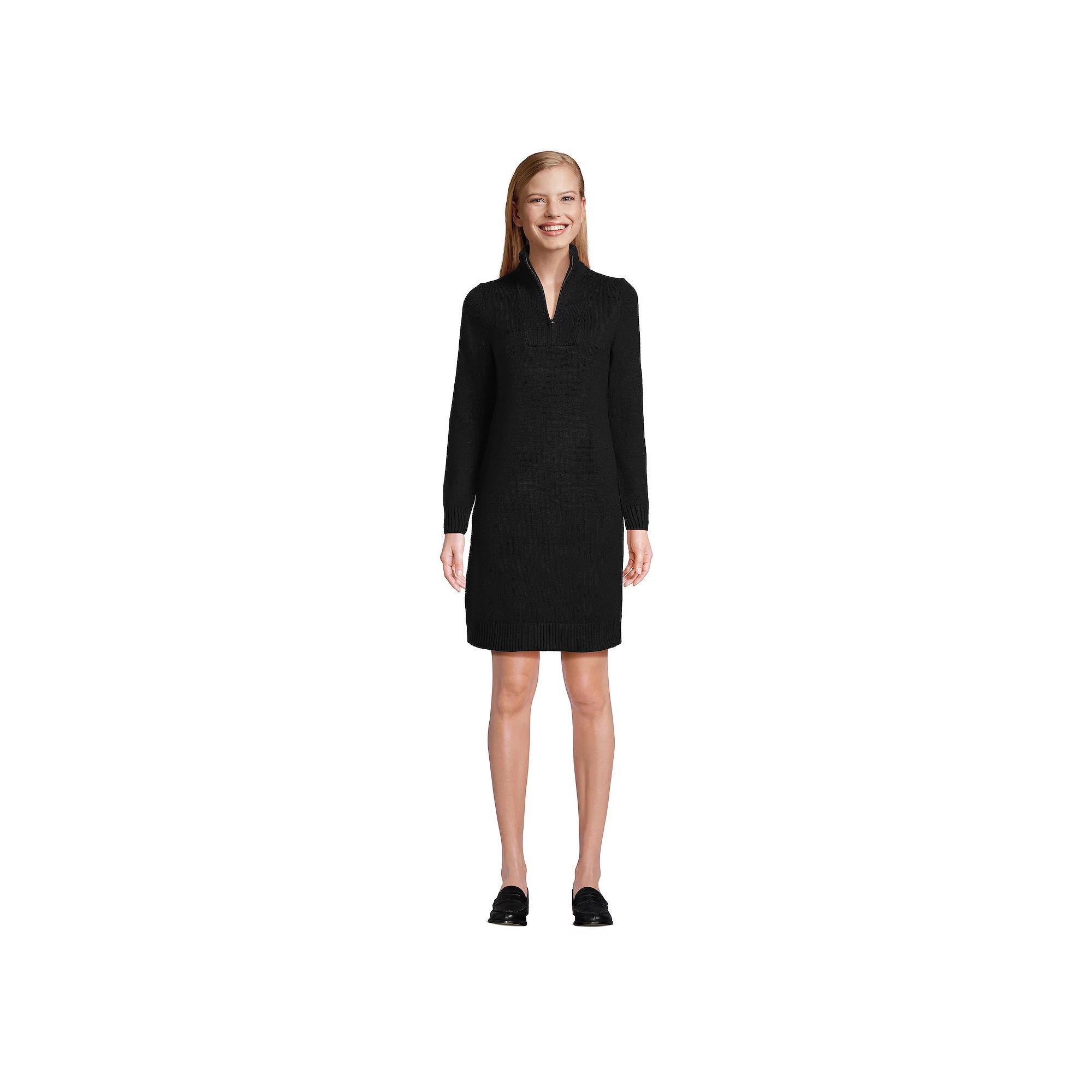 Women's Lands' End Cozy Lofty Quarter Zip Sweater Dress,  Product Image