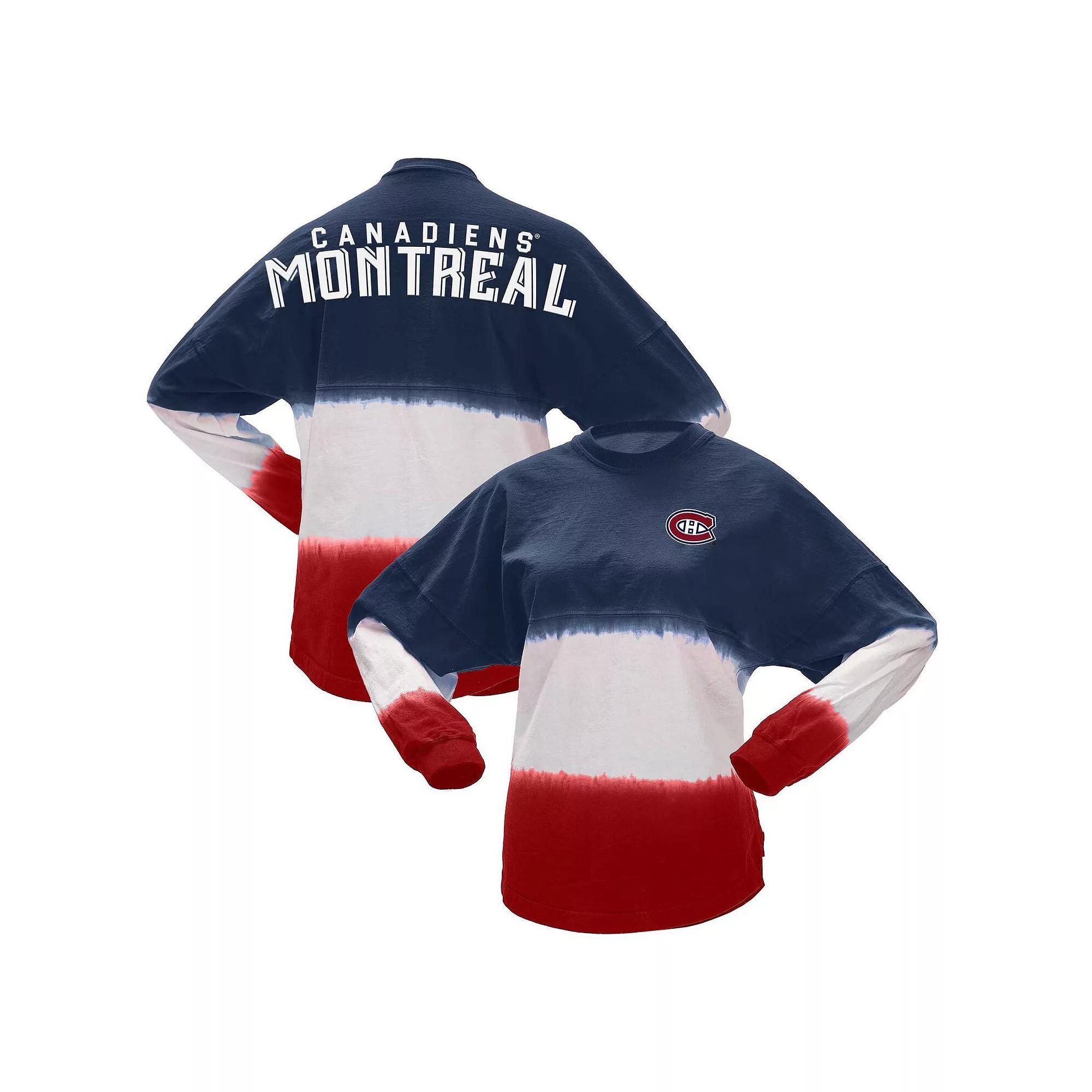 Women's Fanatics Branded Navy/Red Montreal Canadiens Ombre Long Sleeve T-Shirt, Size: Medium, Cnd Blue Product Image