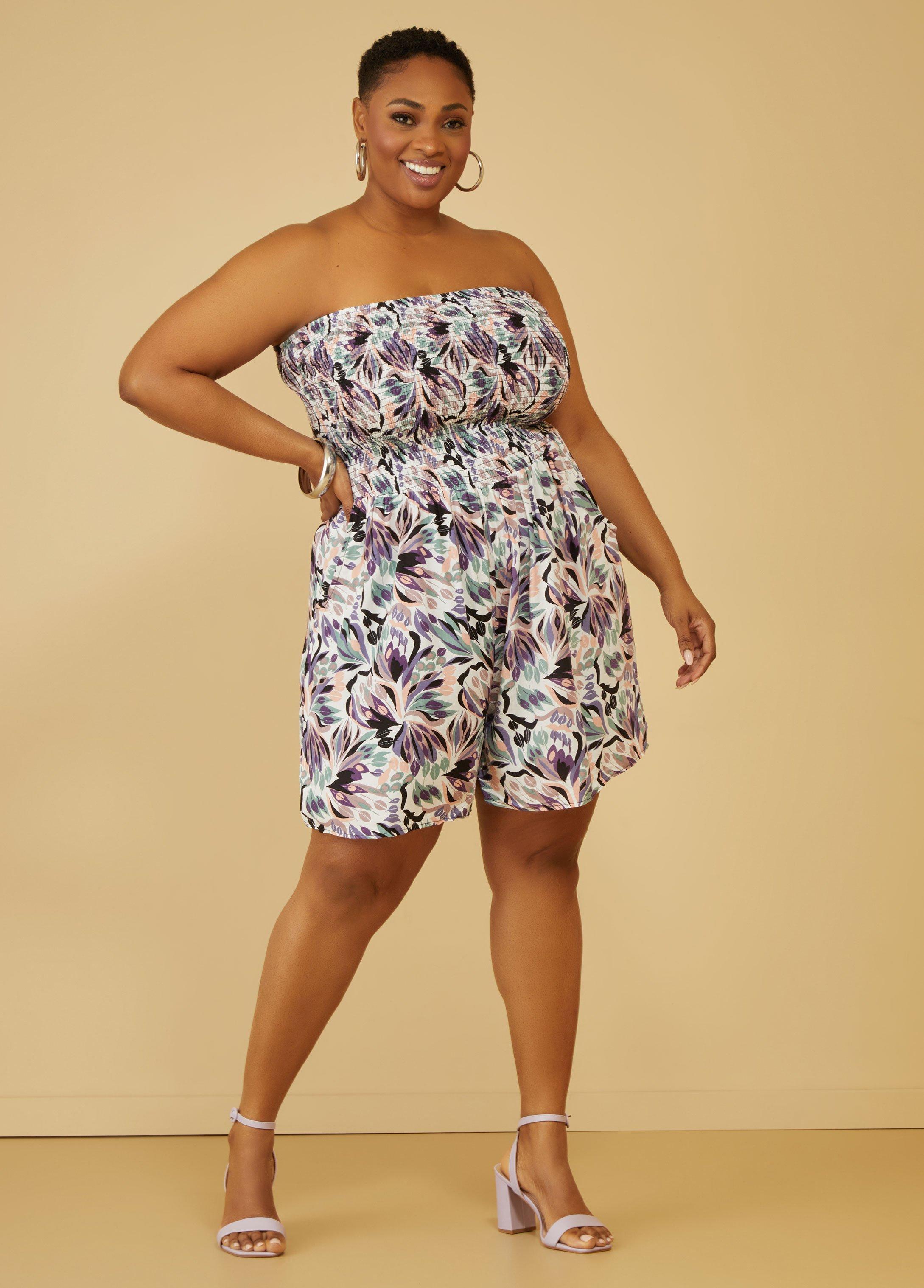 Strapless Floral Print Romper Product Image