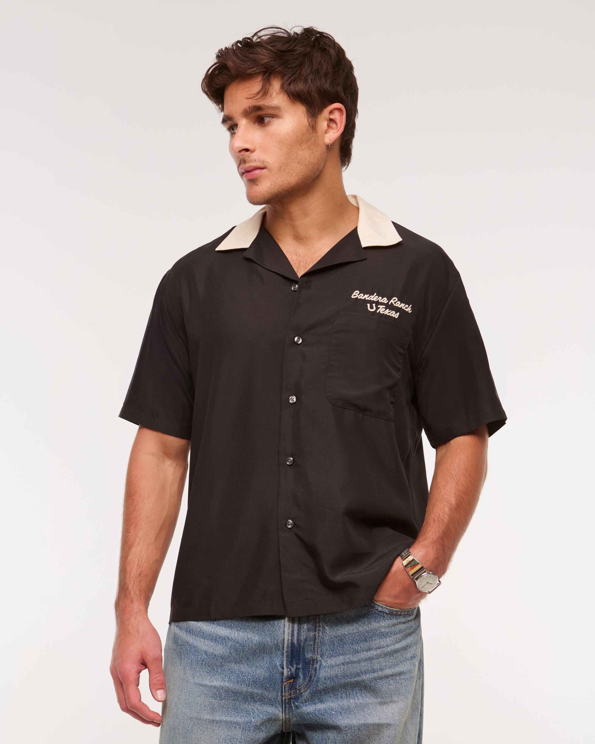 Short-Sleeve Cupro Button-Up Shirt Product Image