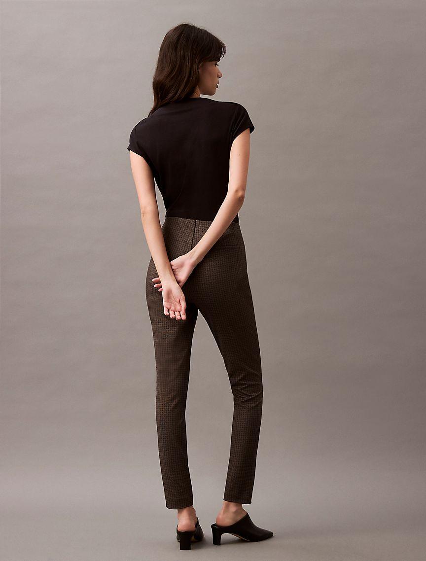 Ponte Houndstooth Print Skinny Pants Product Image