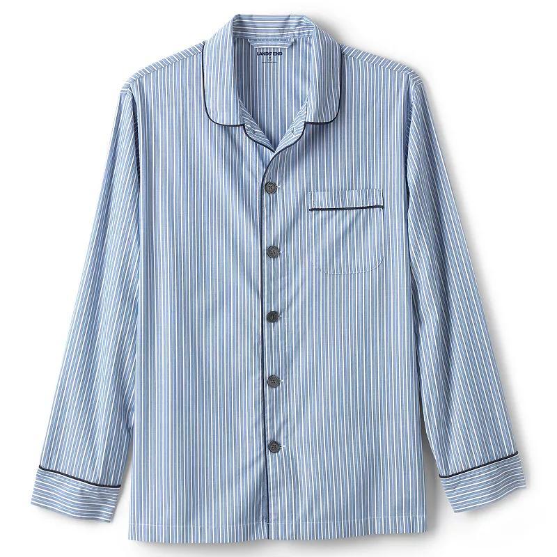 Mens Lands End Broadcloth Pajama Sleep Shirt Blue Chambray Product Image