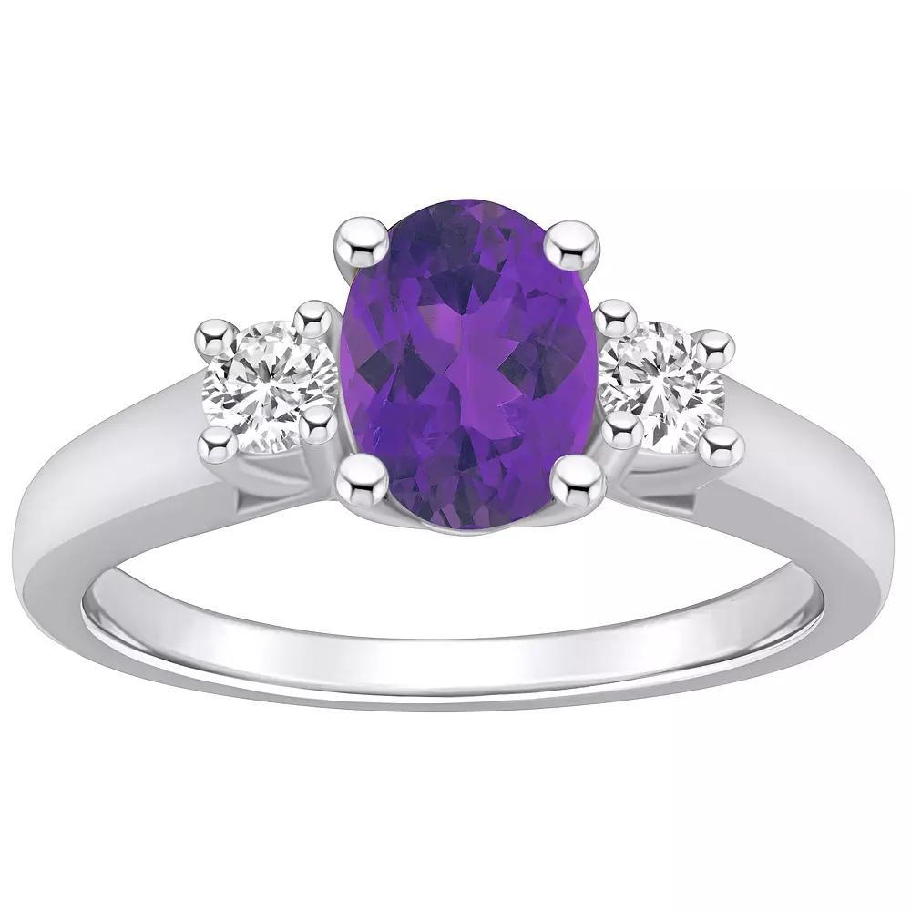 Alyson Layne 14k Gold Oval Cut Amethyst & 1/4 Carat T.W. Diamond Ring, Women's, Size: 7, Purple Product Image