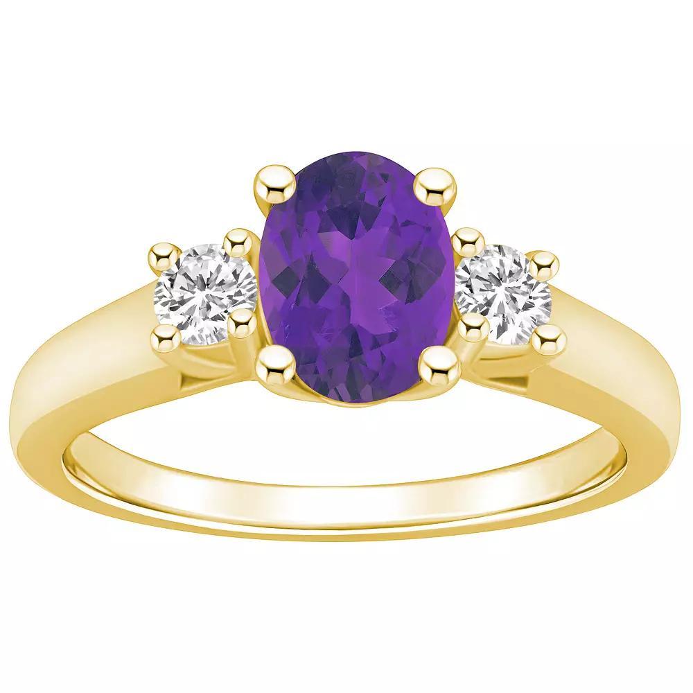 Alyson Layne 14k Gold Oval Cut Amethyst & 1/4 Carat T.W. Diamond Ring, Women's, Size: 7, Purple Product Image