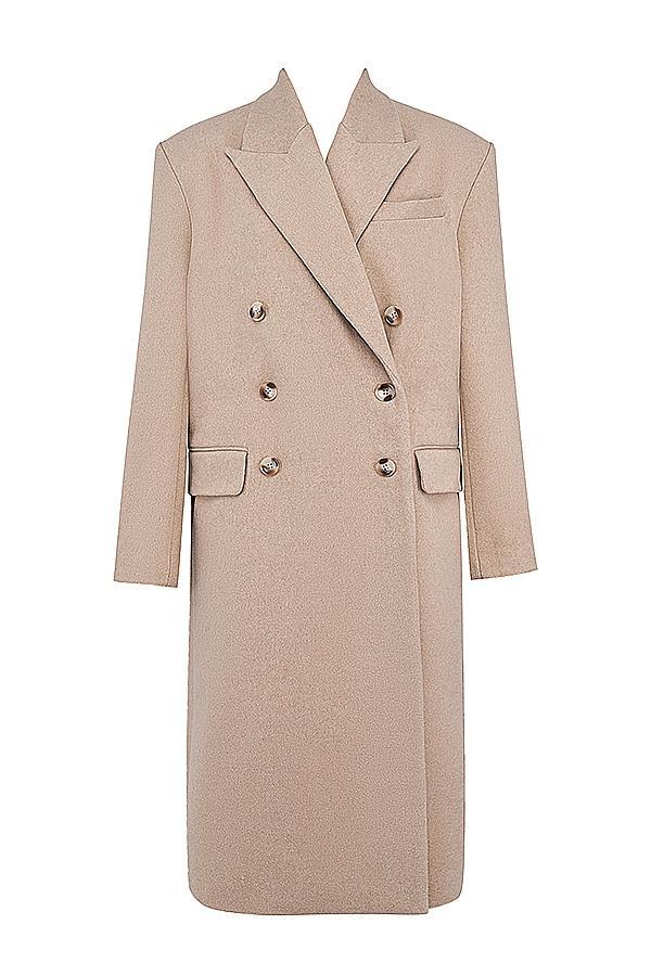 Carter  oatmeal double breasted coat Product Image