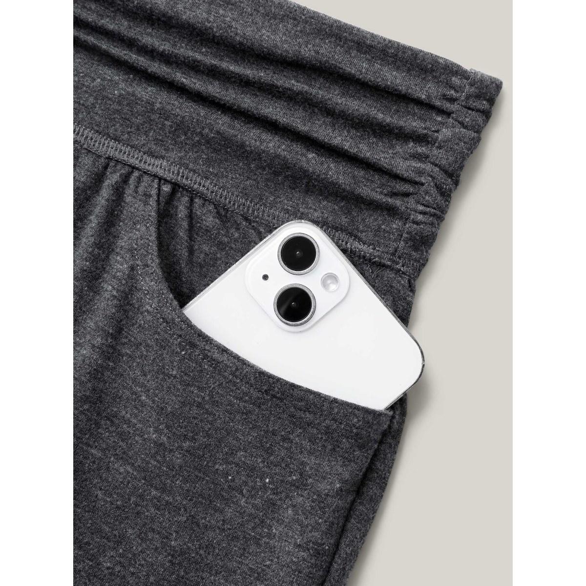 Plus Size Folding Waist Plain Bootcut Pants Women DimGray Casual Bootcut Mid Rise Casual Pants BloomChic 30/6X Product Image