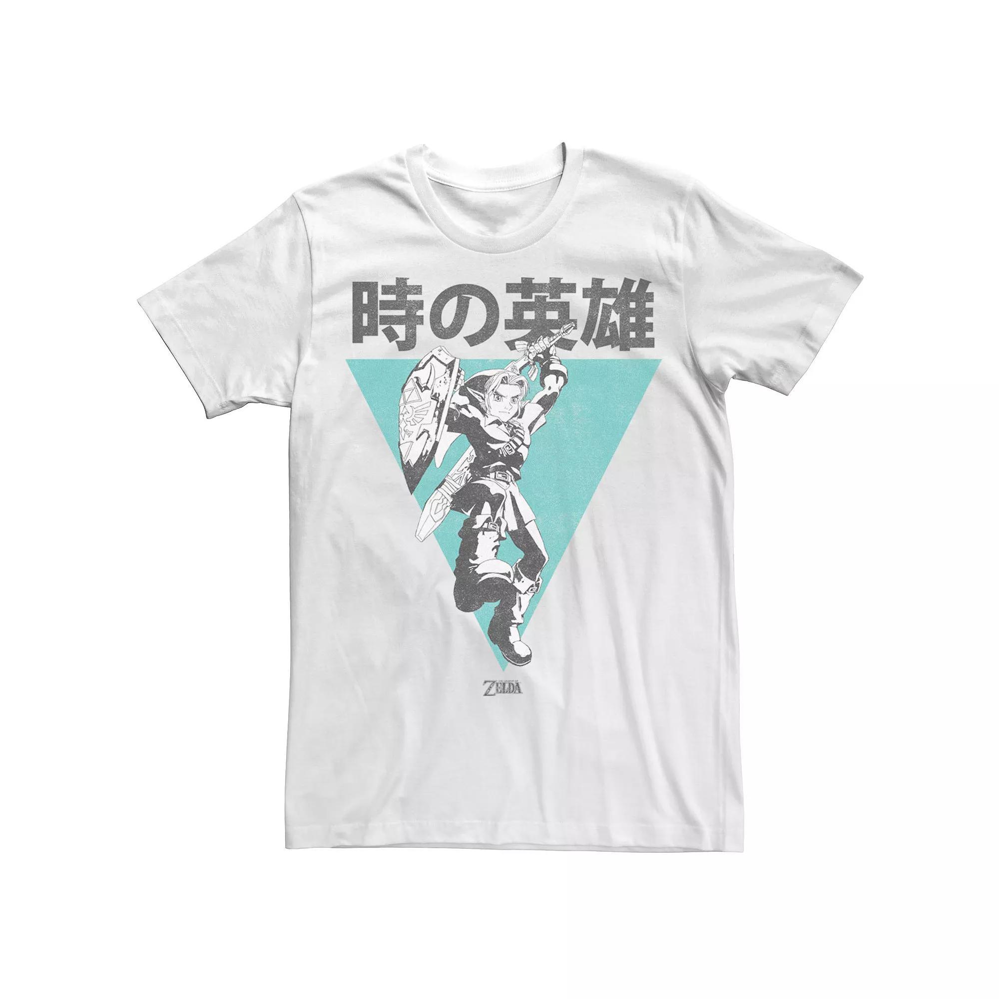 Men's Nintendo Legend Of Zelda Link Kanji Triangle Poster Graphic Tee, Size: XL, White Product Image