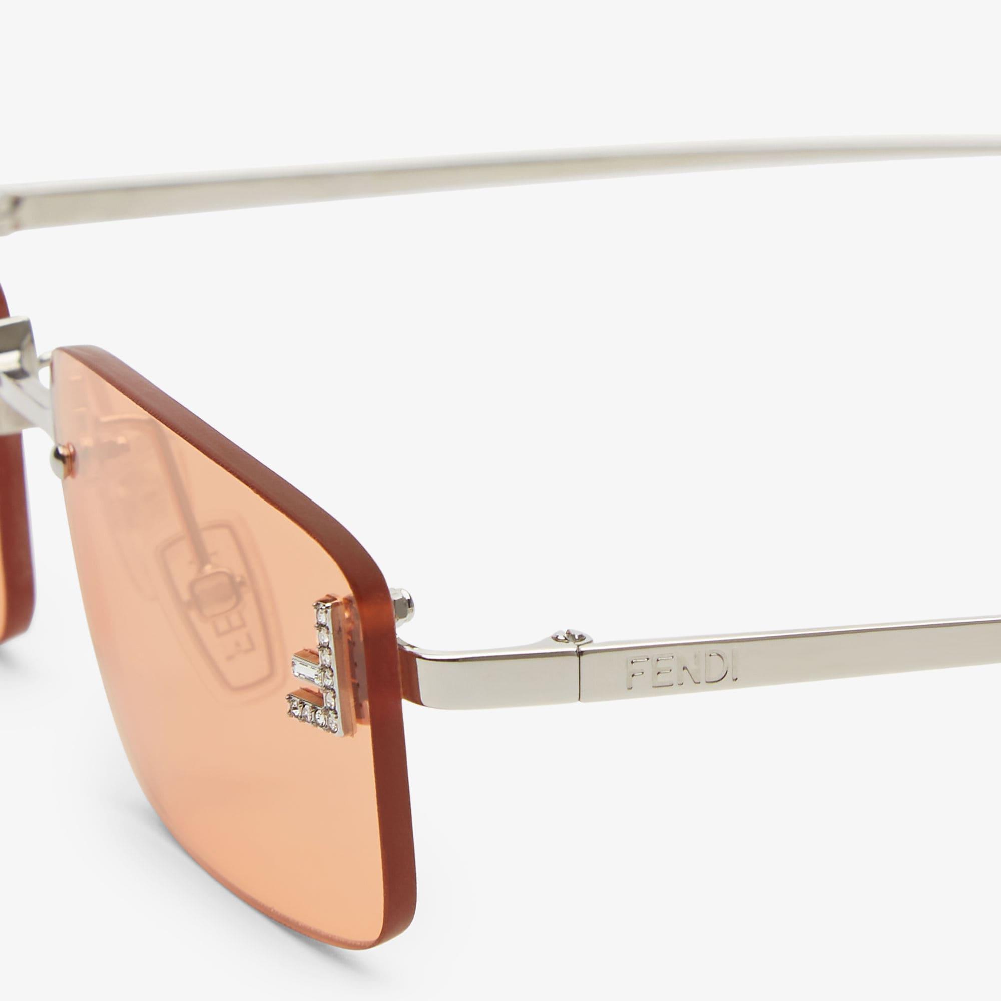 Fendi First CrystalPalladium-colored sunglasses with orange lenses Product Image