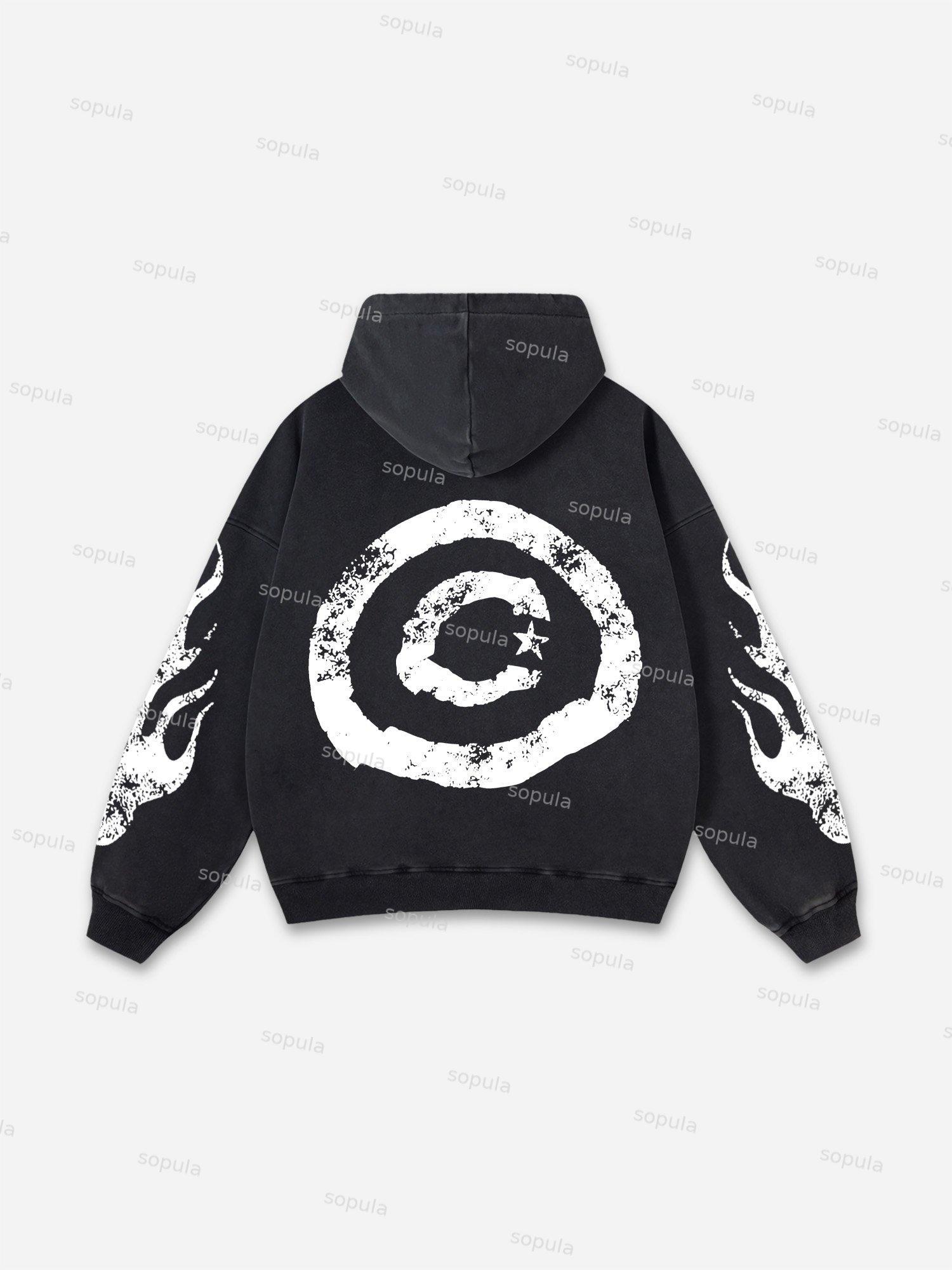 Vintage Spider Graphic Acid Washed Oversized Hoodie Product Image