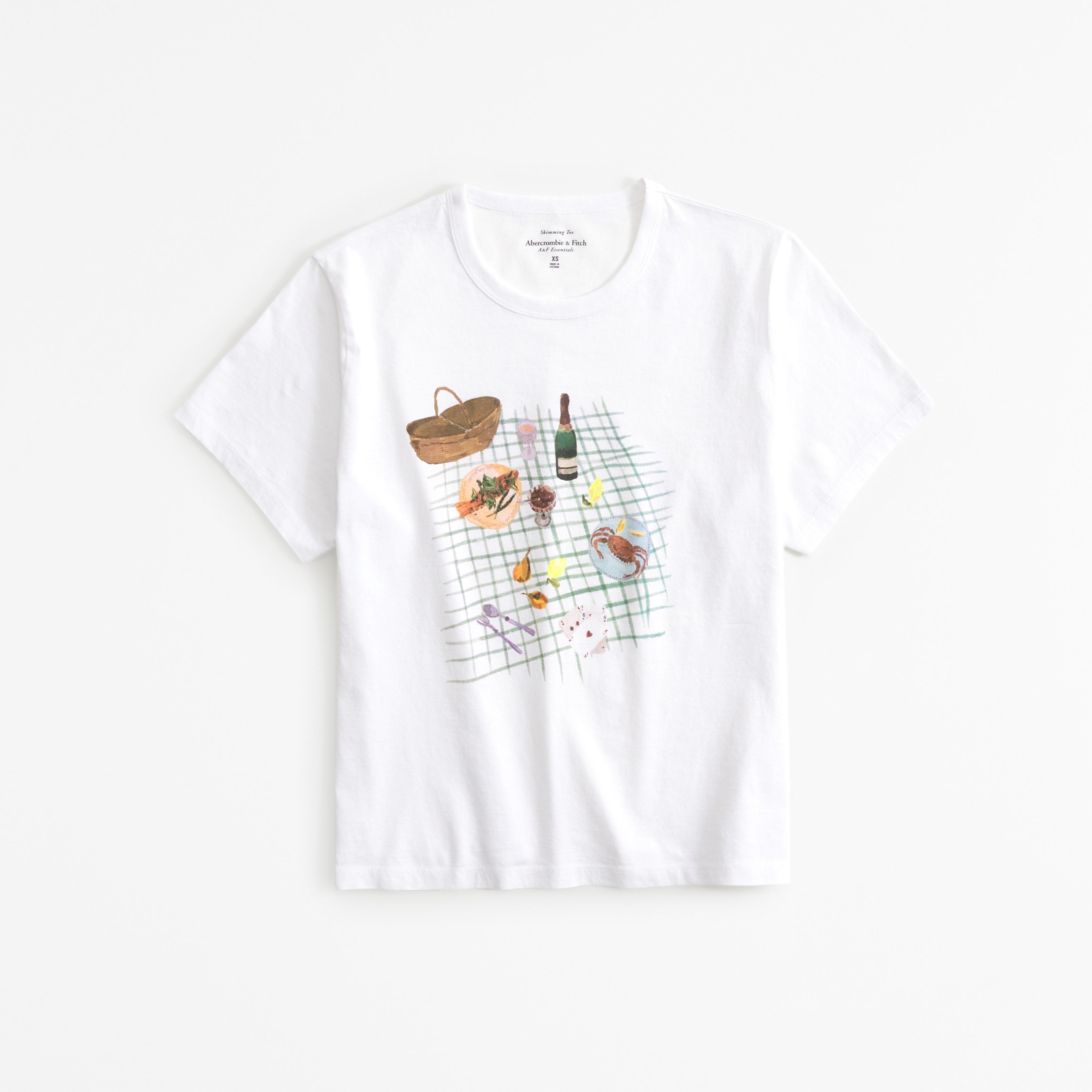 Short-Sleeve Picnic Graphic Skimming Tee Product Image