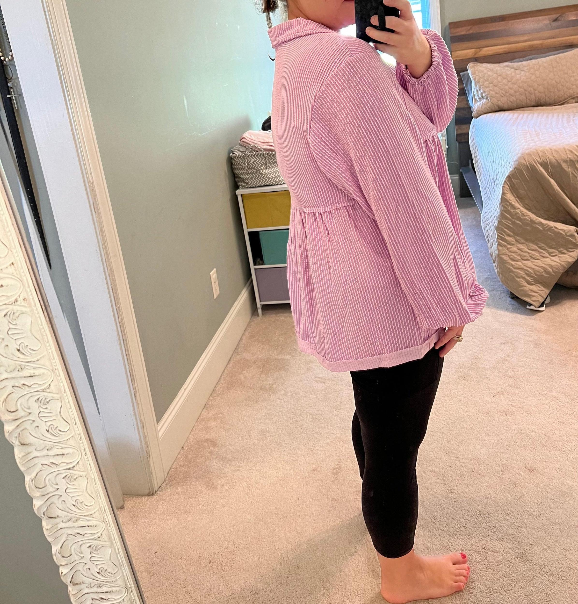 Pink Corded Bubble Sleeve Top Product Image