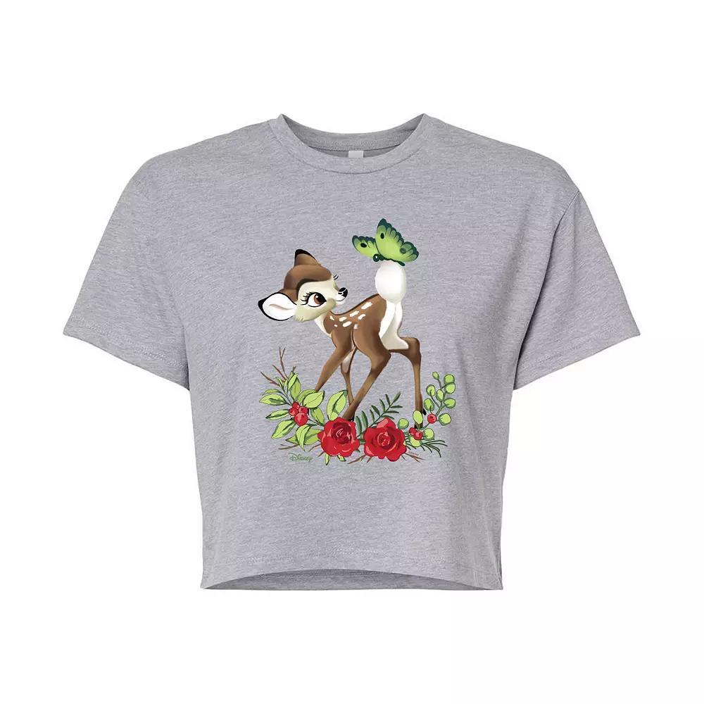 Disney's Bambi Women's Butterfly Cropped Tee, Girl's, Size: XXL, Gray Product Image