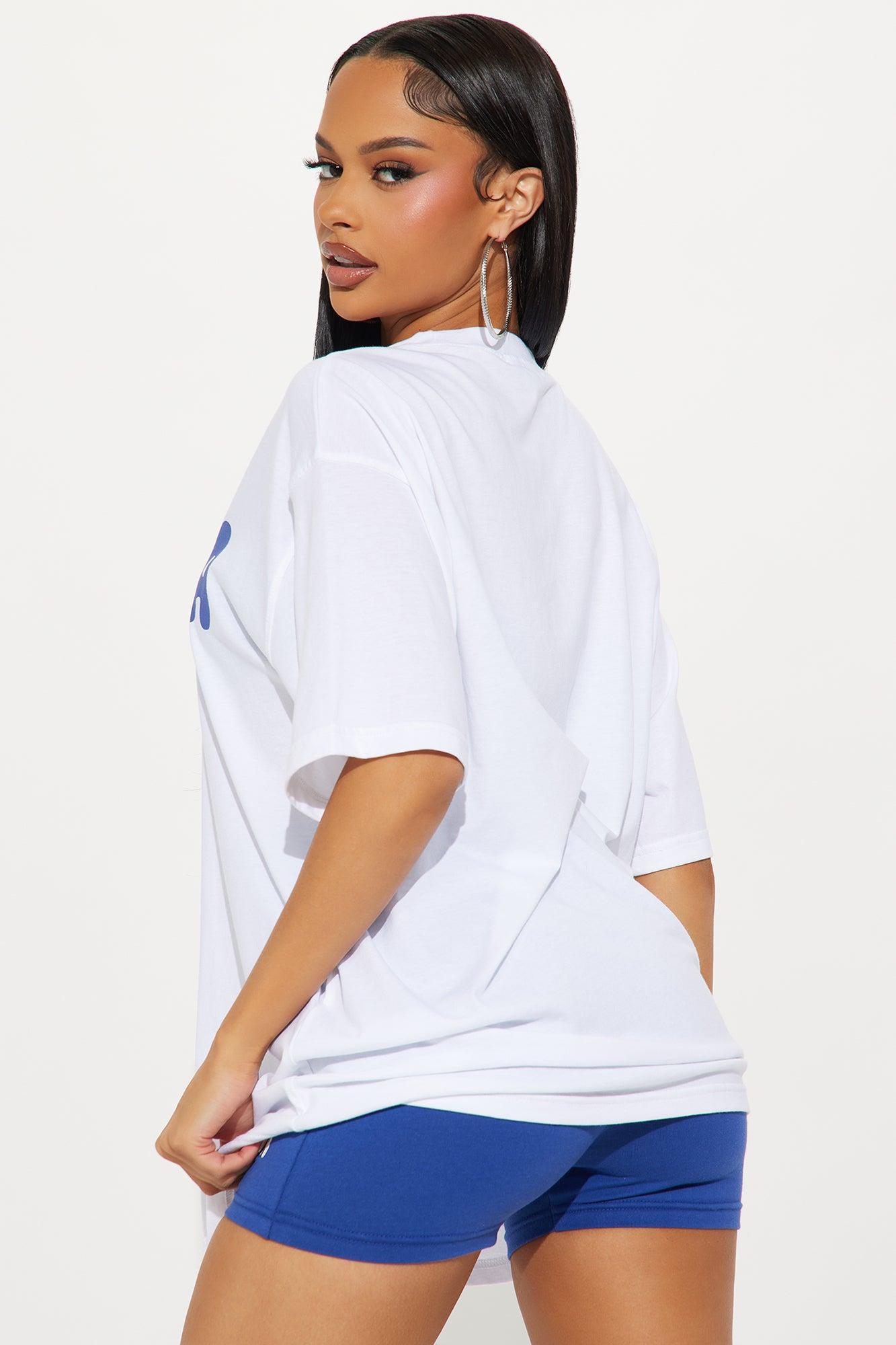 My Era Biker Short Set - White/Blue Product Image