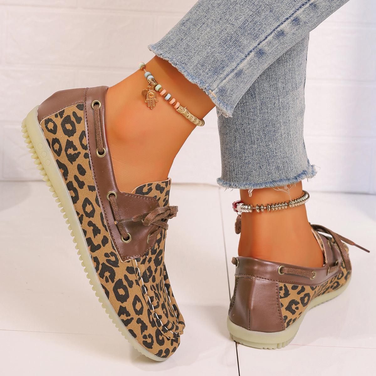Lace Up Leopard Slip-Ons Product Image