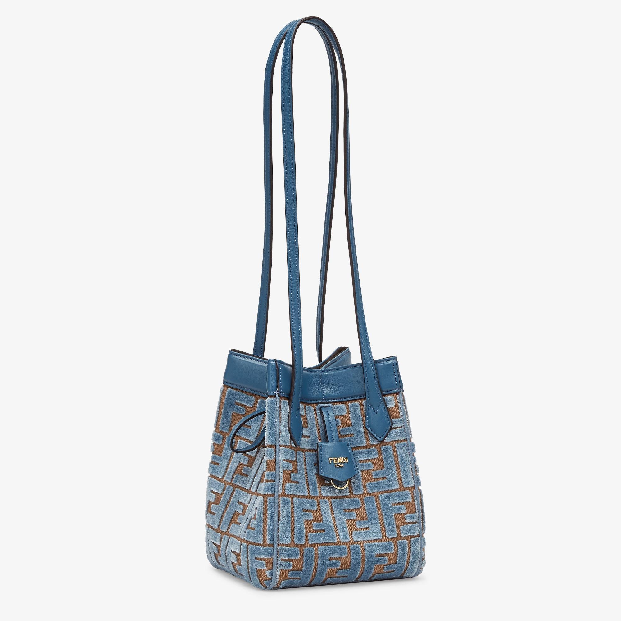 Fendi Origami MiniTransformable light blue FF jacquard velvet mini-bag Product Image