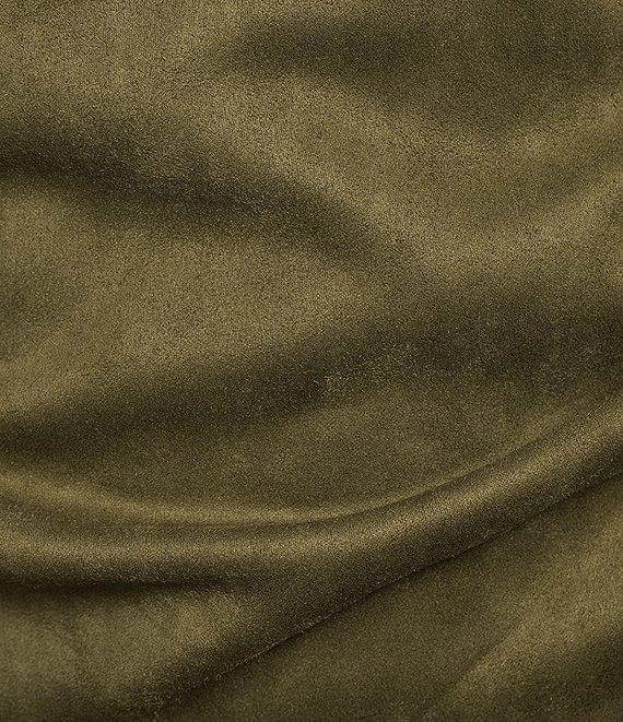 Gibson & Latimer Faux Suede Asymmetric Neck One Shoulder Off-The-Shoulder Short Sleeve Ruched Sheath Midi Dress Product Image