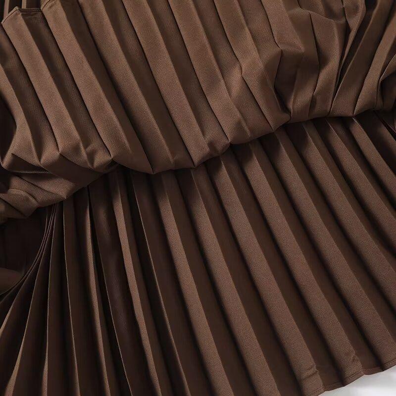 Plain Accordion Pleated Midi A-Line Skirt Product Image