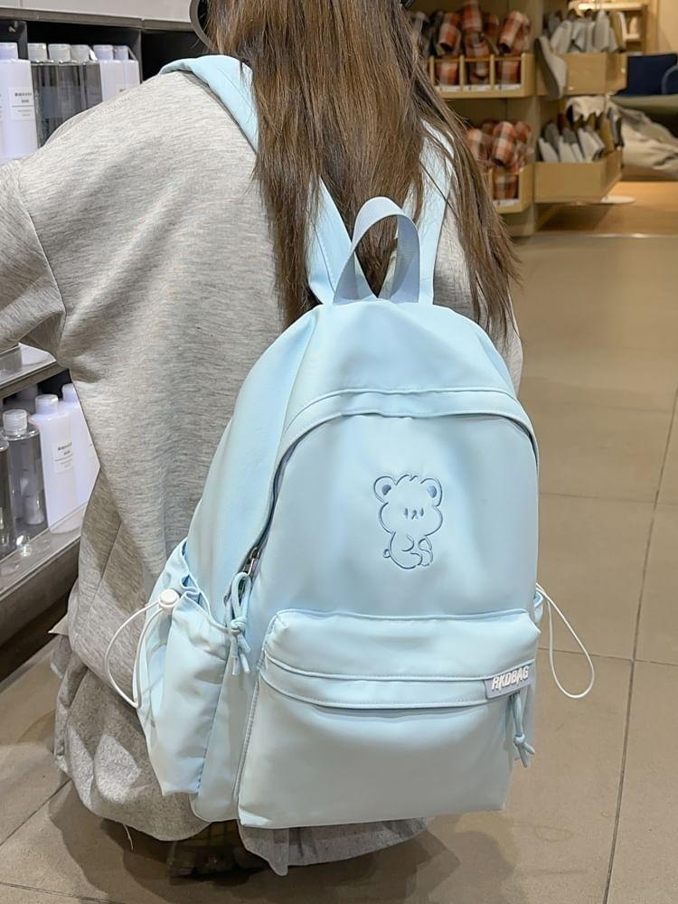 Bear Embroidered Nylon Backpack Product Image