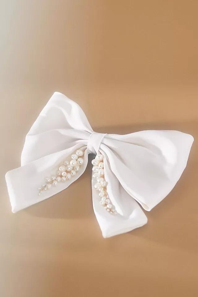 Christine Elizabeth Calliope Pearl and Silk Bow Barrette Product Image