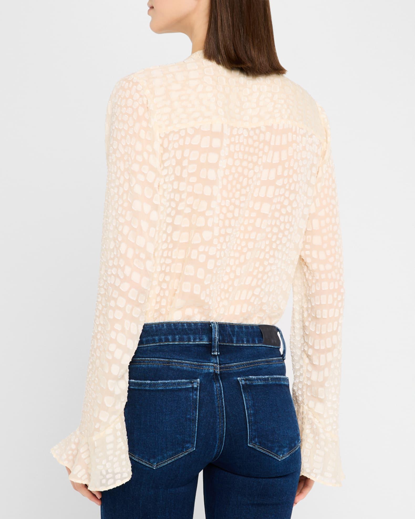 Pepita Printed Long-Sleeve Blouse Product Image