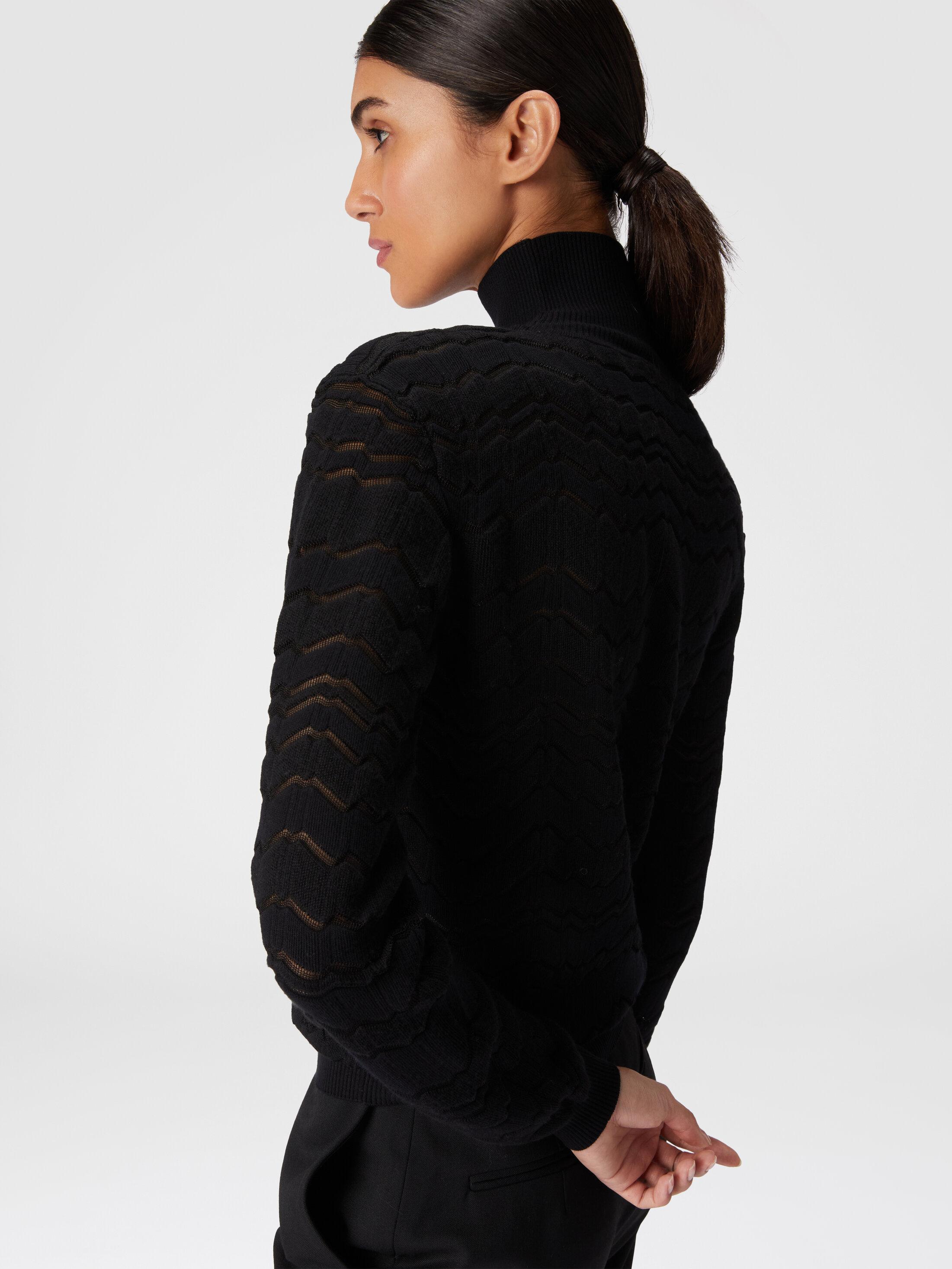 Viscose and wool turtleneck with tone-on-tone zigzag Product Image