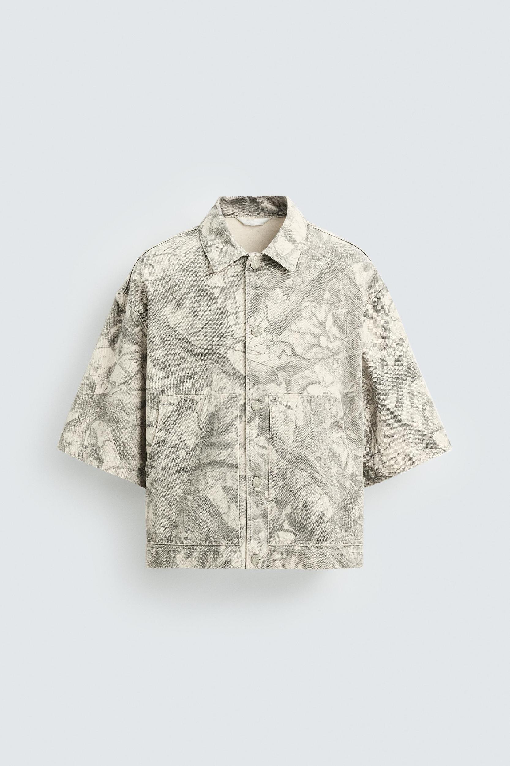 WASHED ABSTRACT PRINT OVERSHIRT Product Image