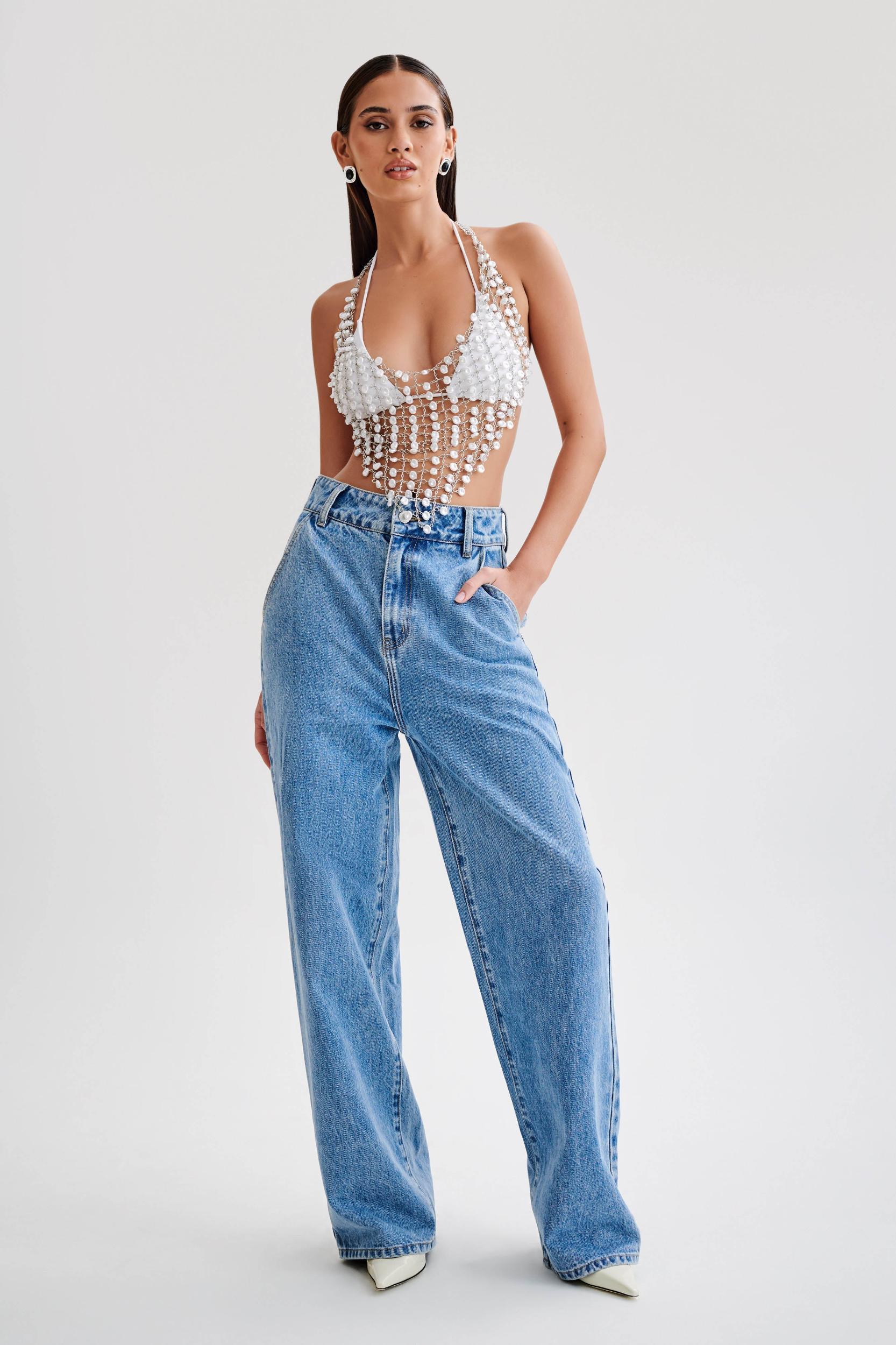 Gretchen Pearl Halter Top - Pearl Product Image