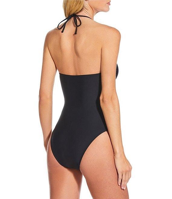 Gianni Bini Solid Rosette Ruched Cut-Out One Piece Swimsuit Product Image