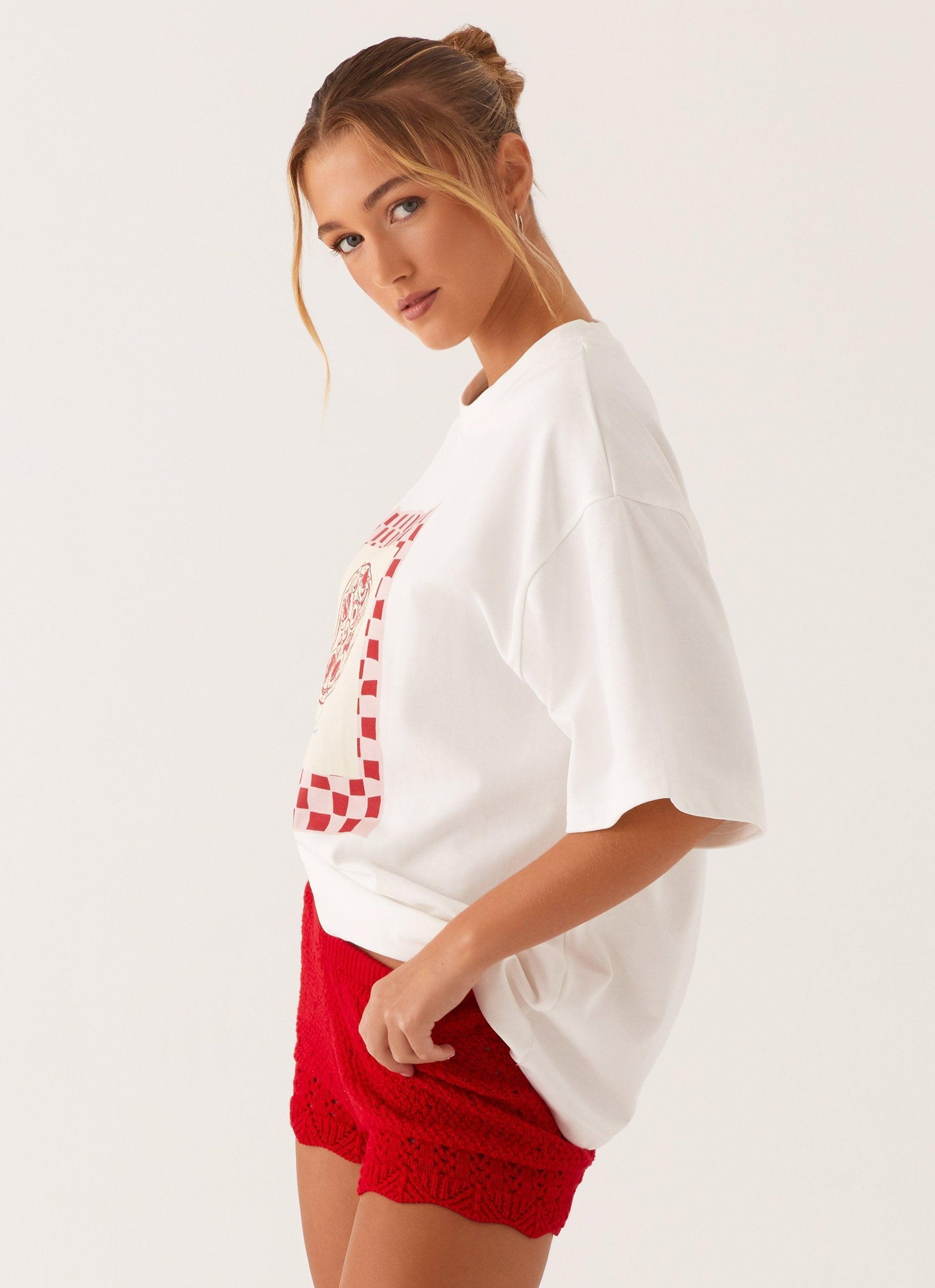 Born To Have Fun Oversized Graphic Tee - Red Product Image