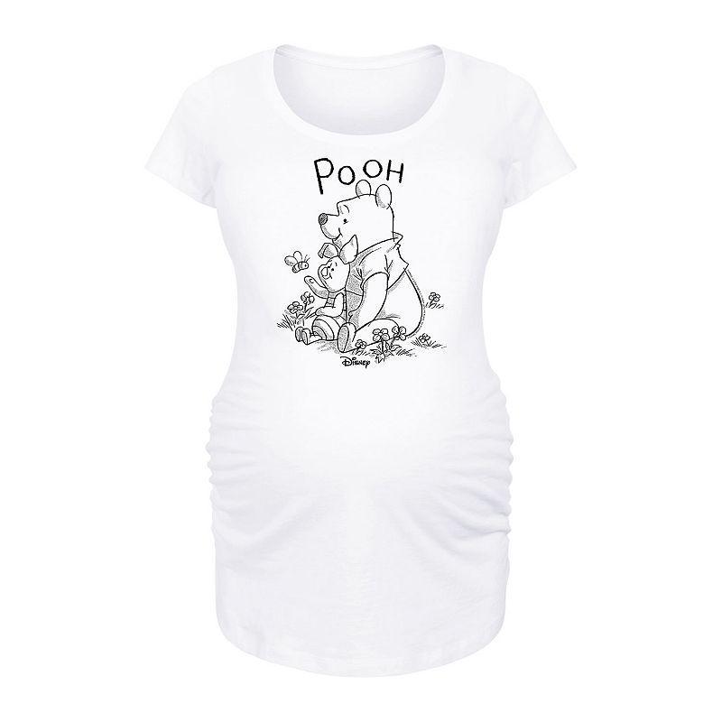 Disneys Winnie the Pooh Piglet & Pooh Maternity Graphic Tee, Womens Grey Gray Product Image