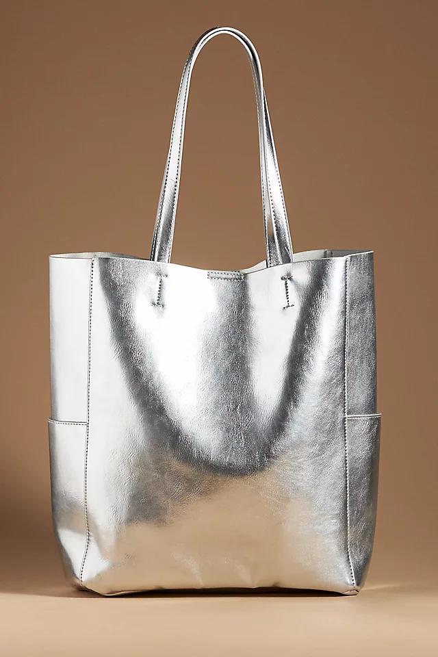 Metallic Faux-Leather Shopper Tote Product Image