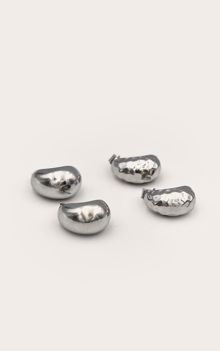 Silver Mini Molten Teardrop Multipack Earrings Product Image